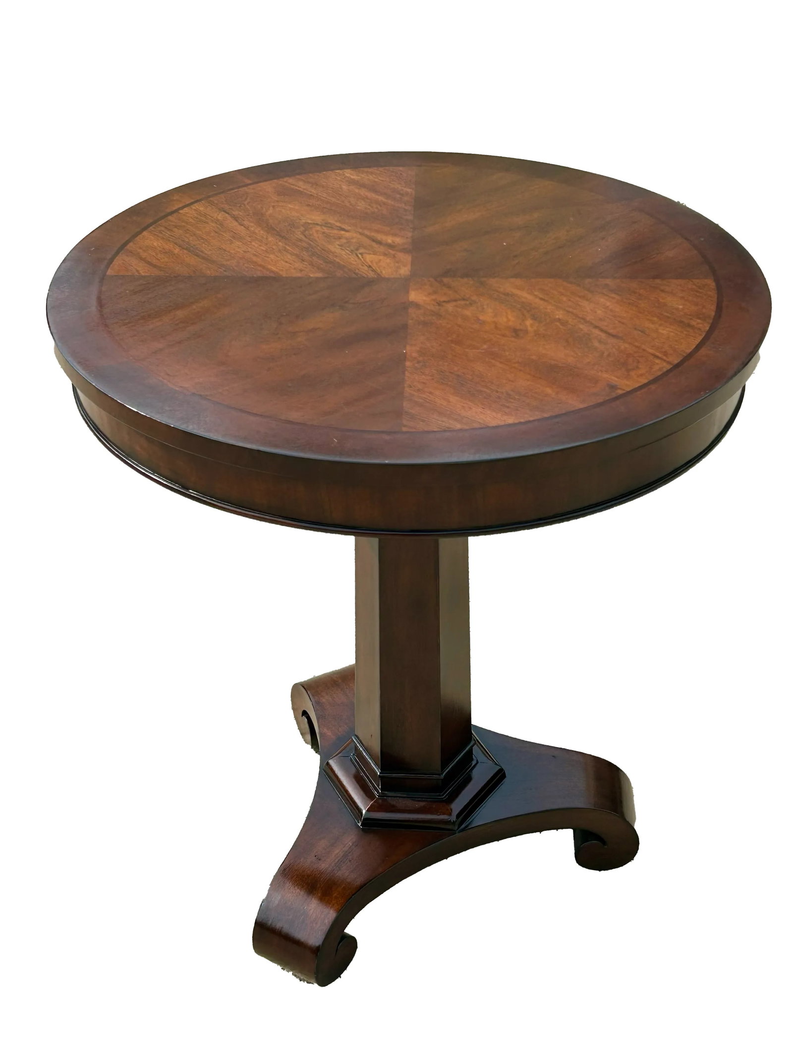 Restoration Hardware Solid Mahogany Empire Style Round Pedestal Accent Table - 2