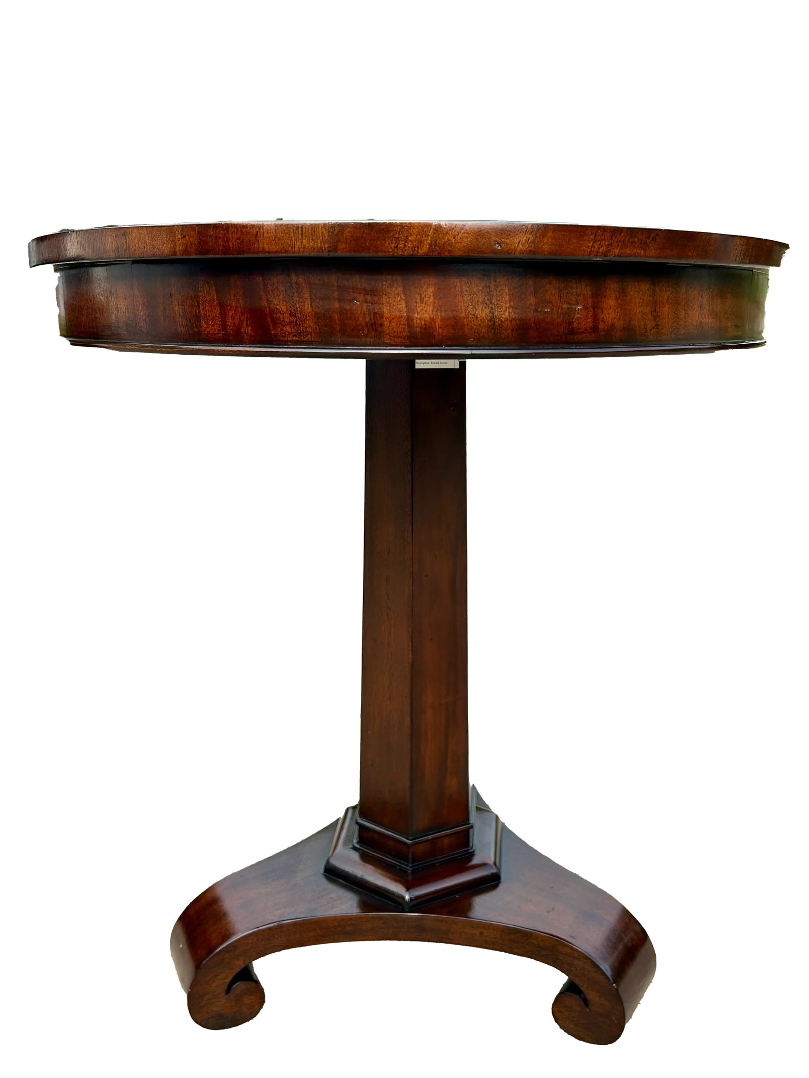 Restoration Hardware Solid Mahogany Empire Style Round Pedestal Accent Table - 3