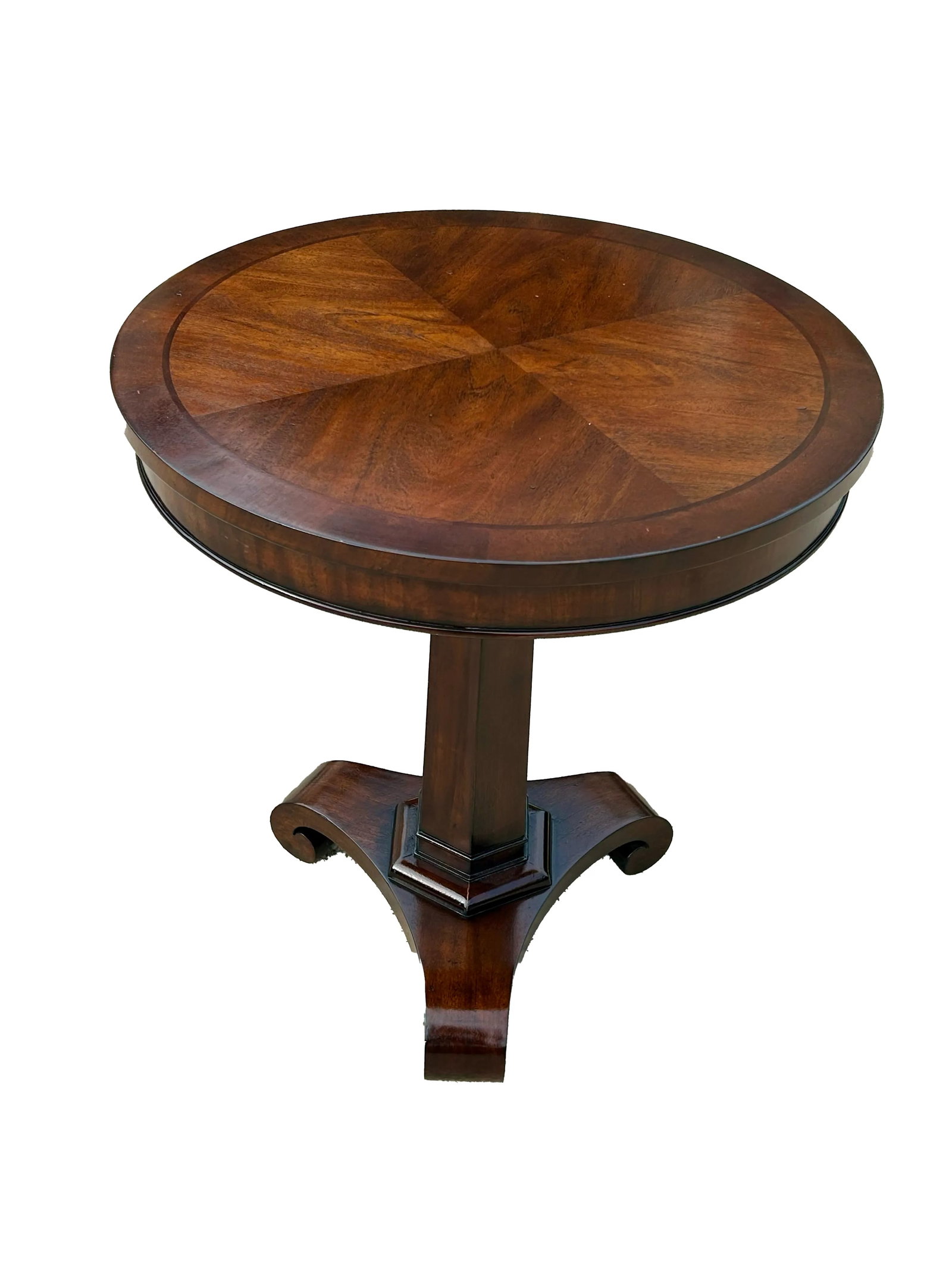 Restoration Hardware Solid Mahogany Empire Style Round Pedestal Accent Table - 4
