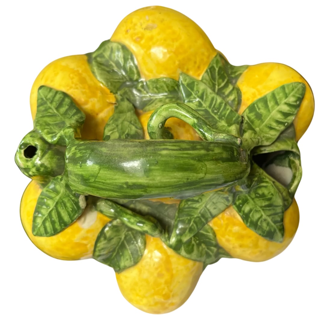1960s Spanish Majolica Lemons Hand Painted "Botijo" Pitcher Earthenware Water Jug - 6