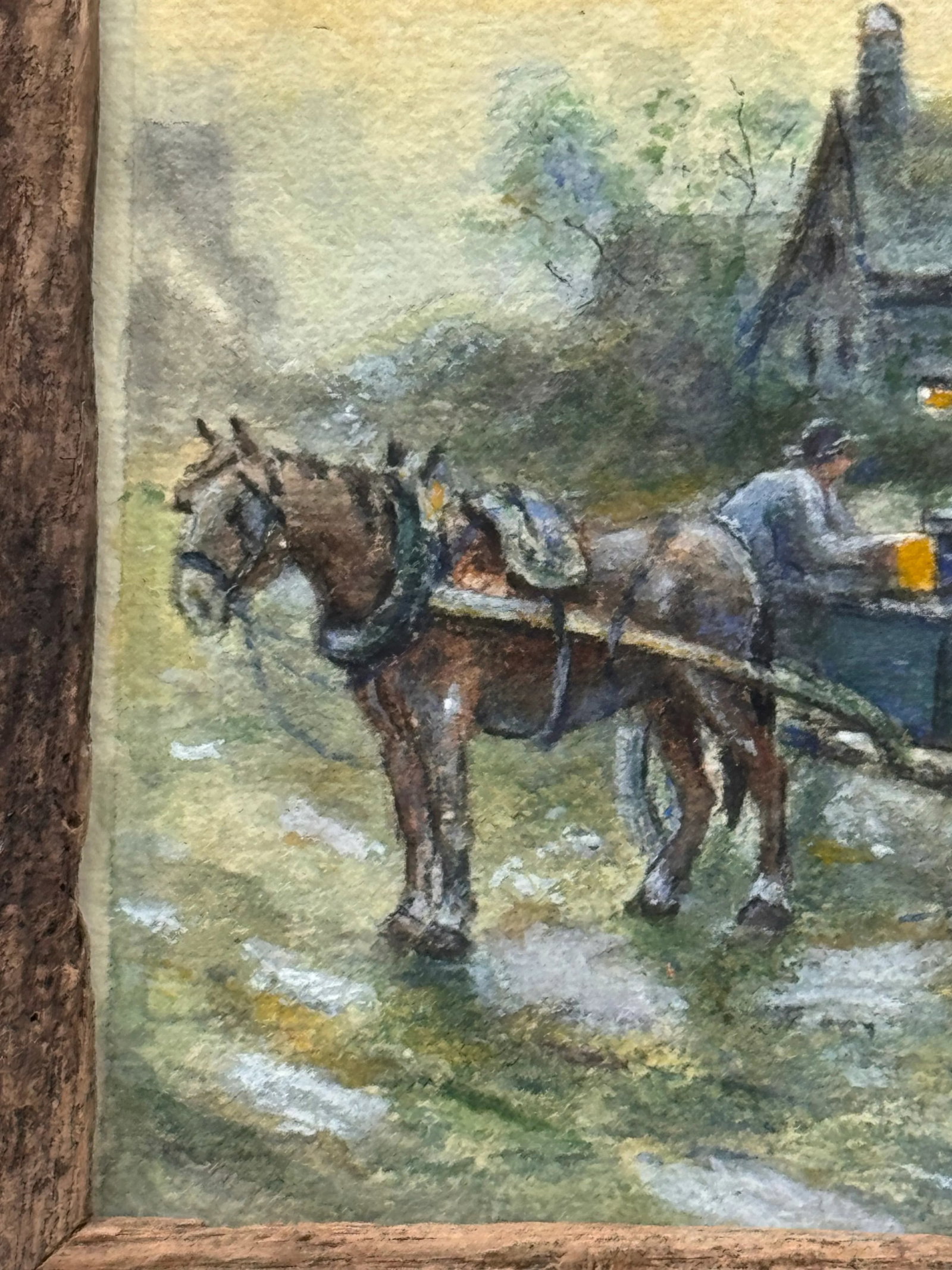 1920s Signed w.c. Vincent Country Farm Scene Watercolor Framed 8.5''*6.5'' - 5