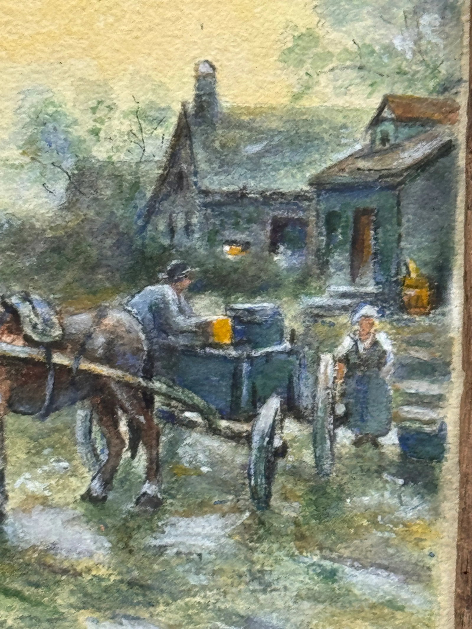 1920s Signed w.c. Vincent Country Farm Scene Watercolor Framed 8.5''*6.5'' - 6