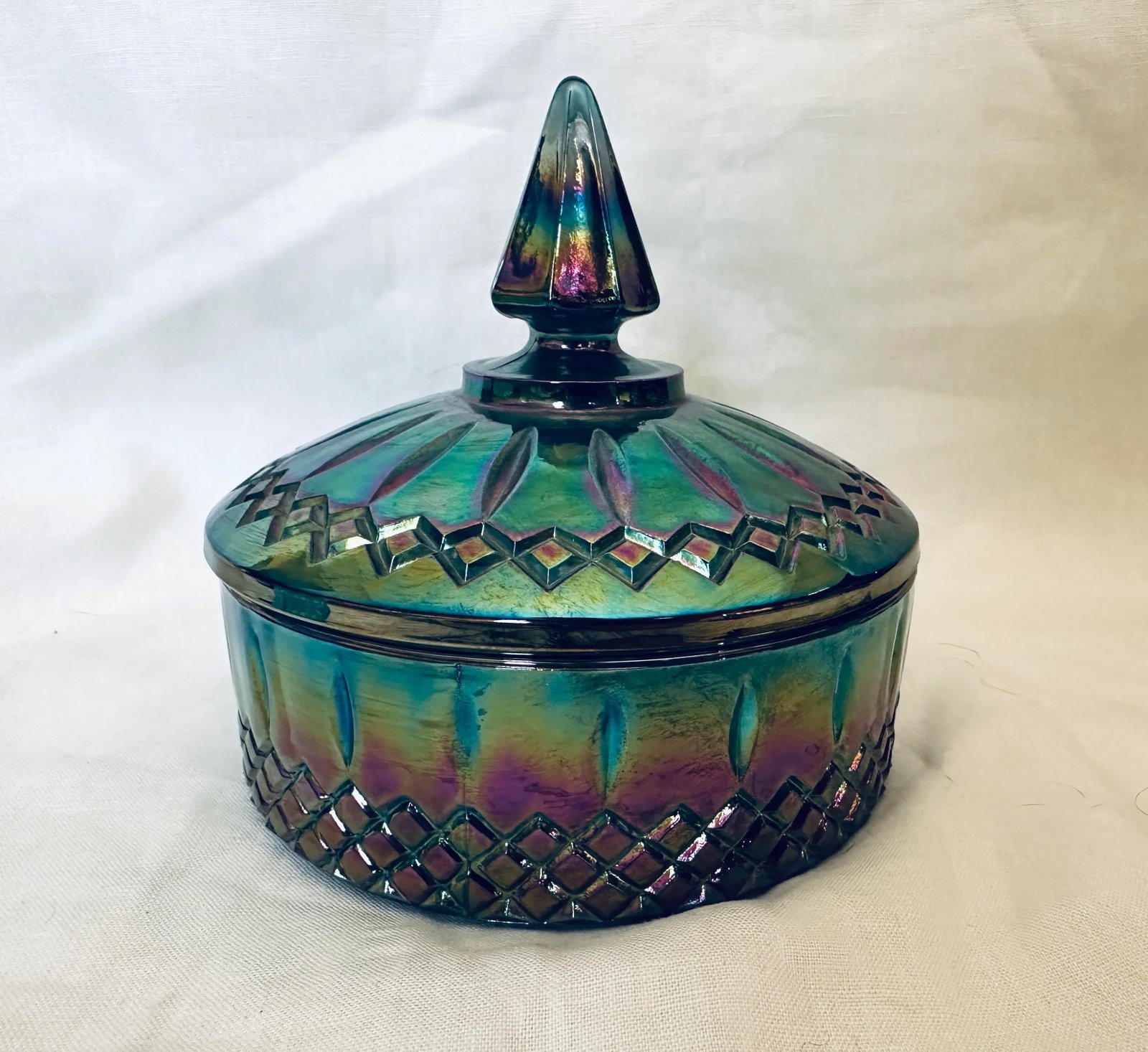 Vintage Indiana Glass "Princess Blue" Carnival Candy Dish - 6
