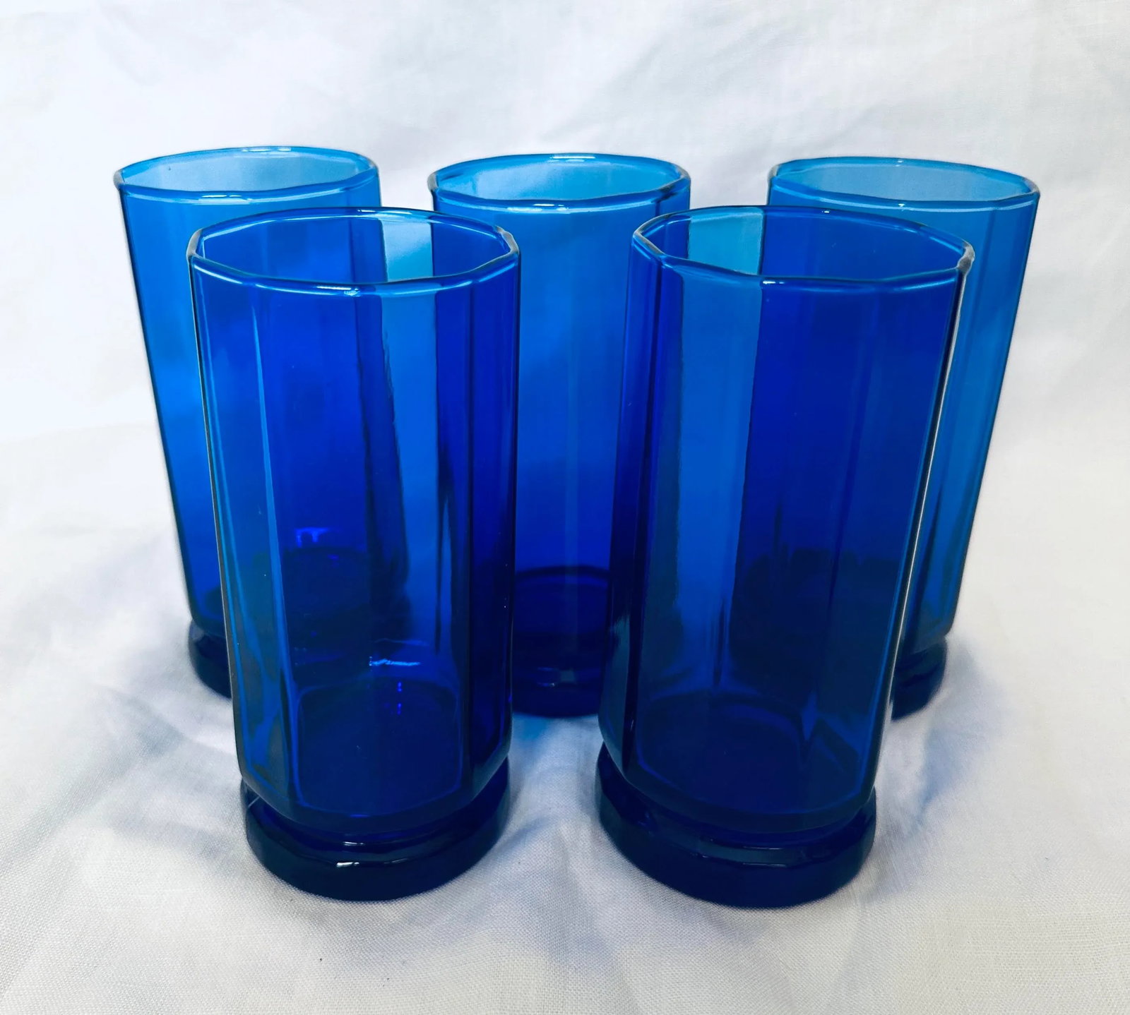 Anchor Hocking Essex Cobalt Blue Octagonal Tumblers-Set of 7 - 2