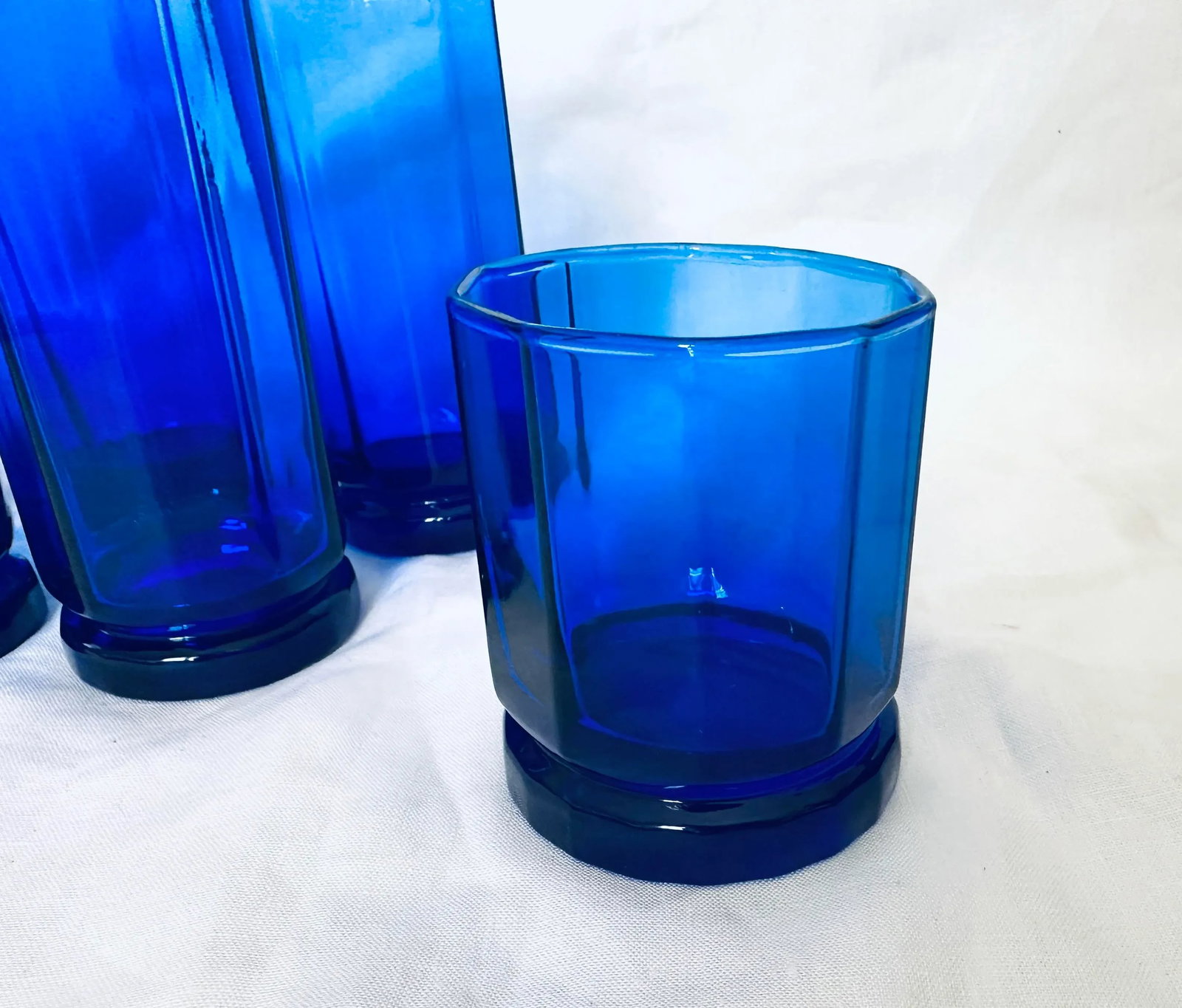 Anchor Hocking Essex Cobalt Blue Octagonal Tumblers-Set of 7 - 3
