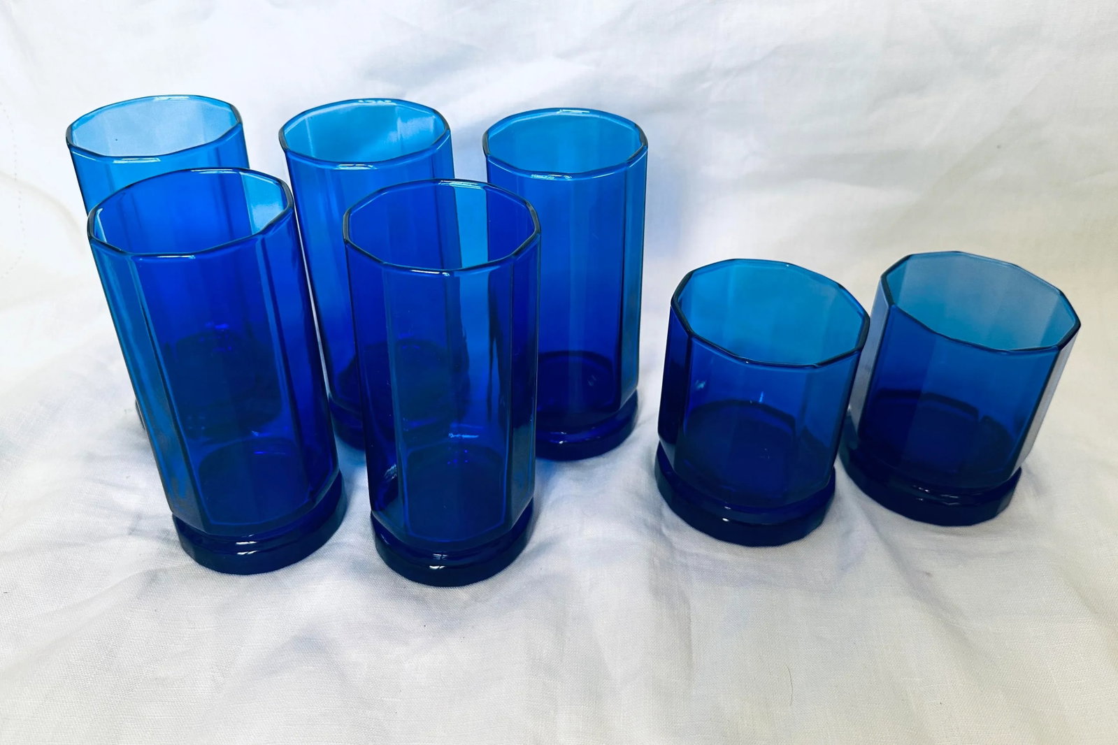Anchor Hocking Essex Cobalt Blue Octagonal Tumblers-Set of 7 - 4