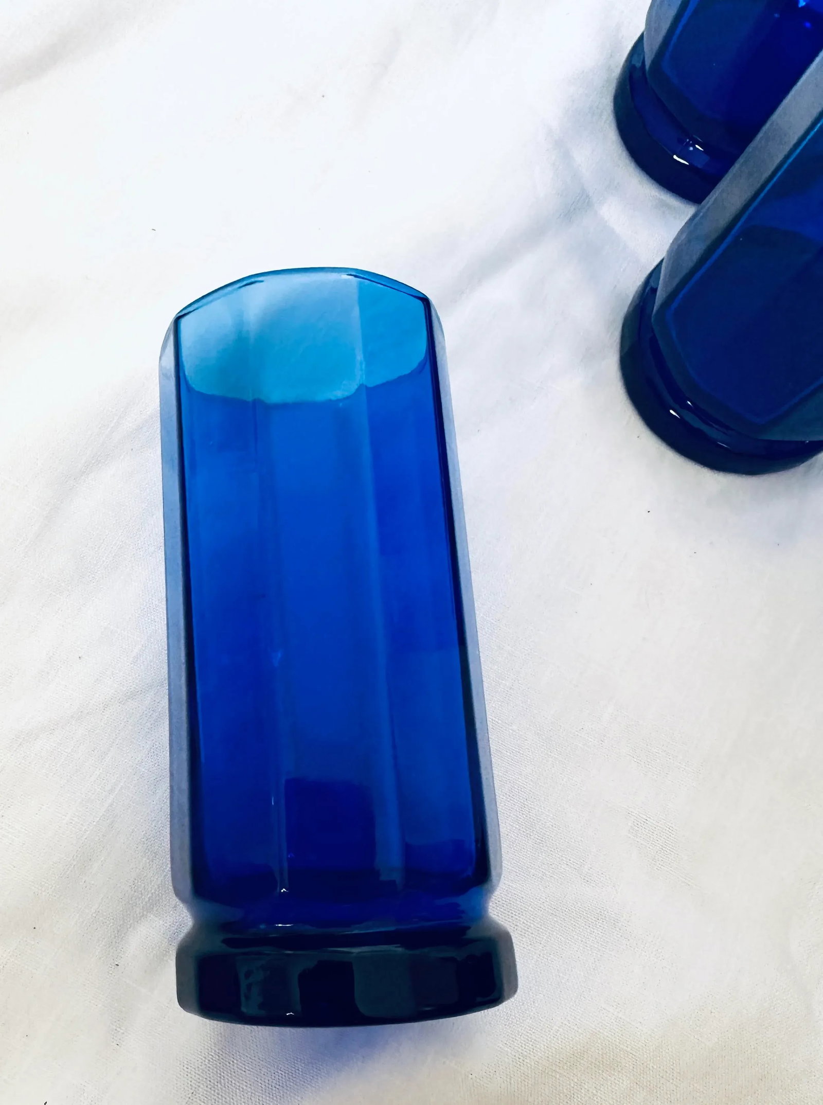 Anchor Hocking Essex Cobalt Blue Octagonal Tumblers-Set of 7 - 7