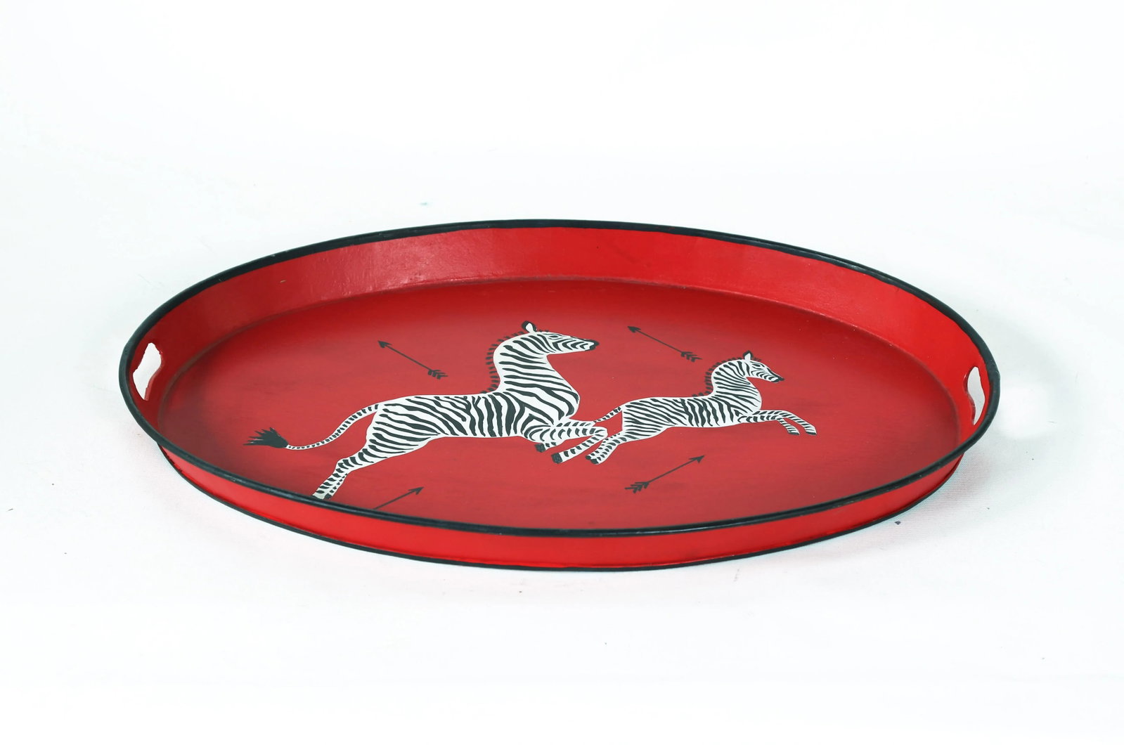 Oval Hand-Painted Zebra Decorative Tray - 3