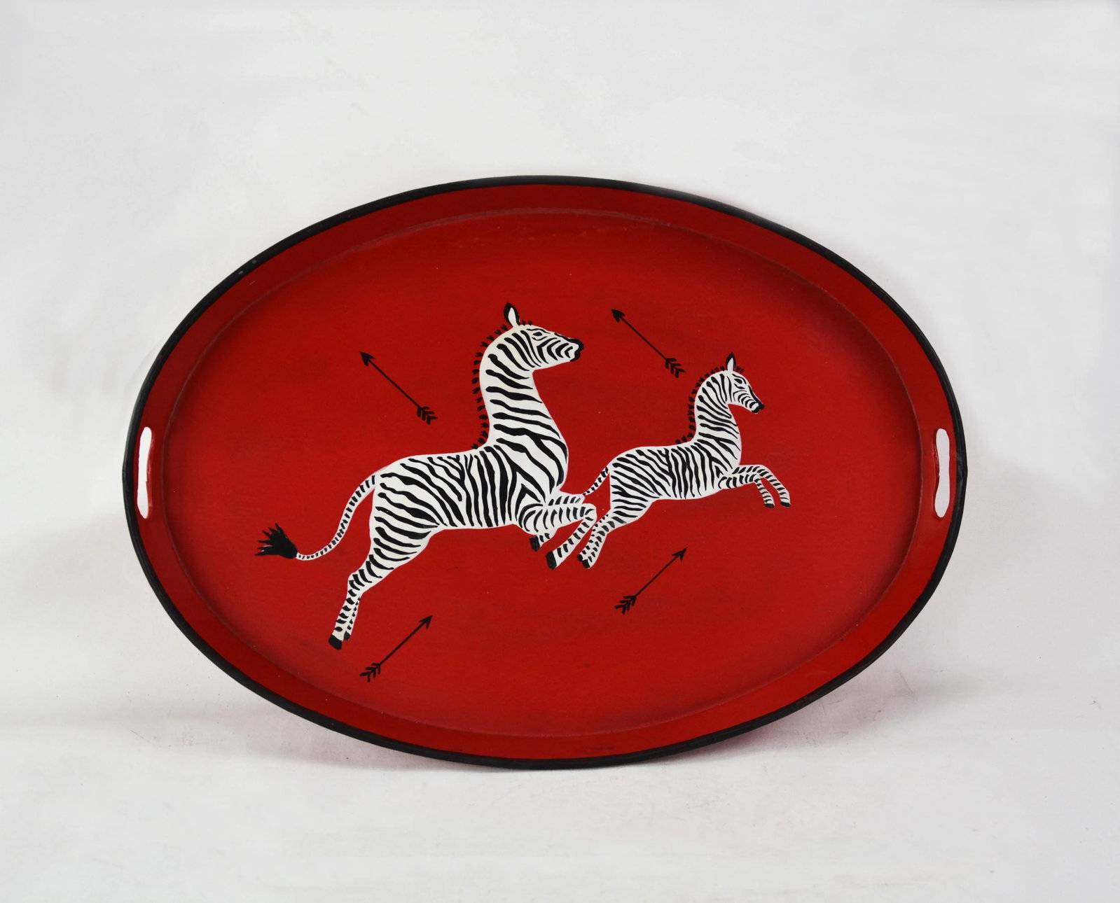 Oval Hand-Painted Zebra Decorative Tray - 5