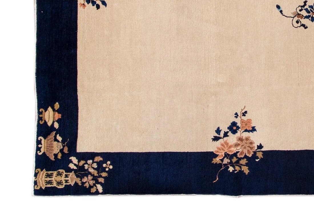 Antique Beige Peking Chinese Wool Rug 9 Ft X 11 Ft 6 In. - 3