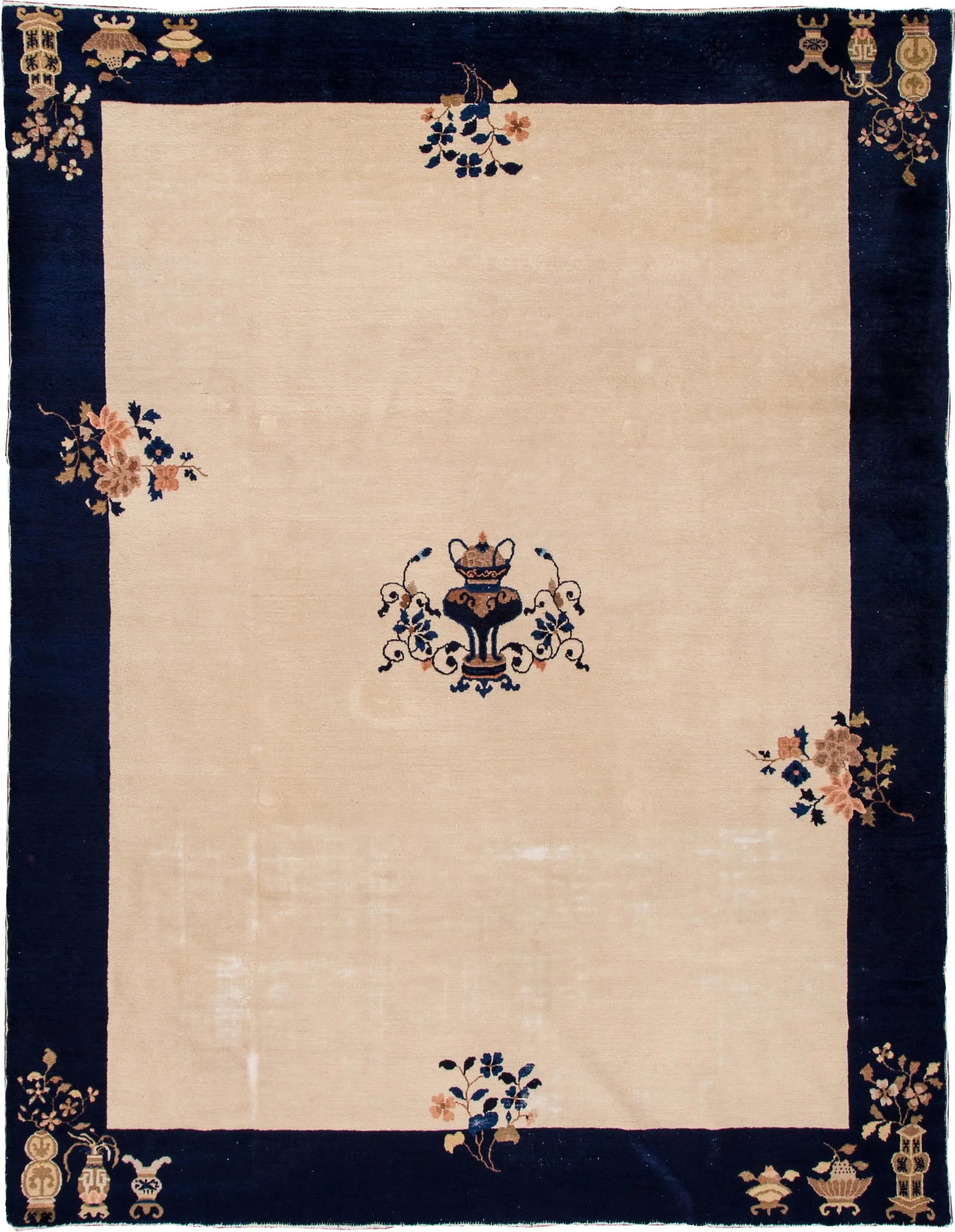 Antique Beige Peking Chinese Wool Rug 9 Ft X 11 Ft 6 In. - 6