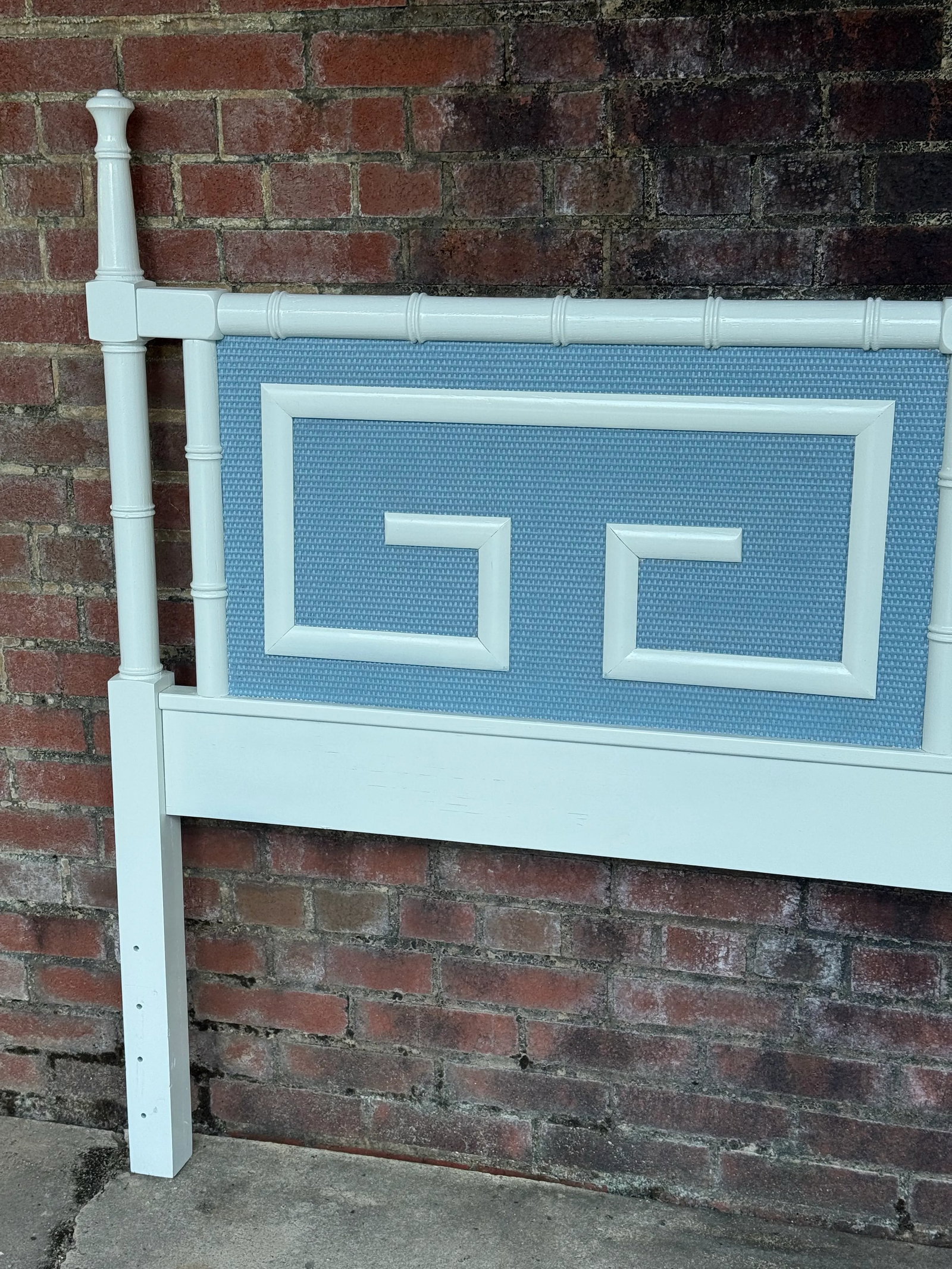 Vintage Palm Beach Regency Faux Bamboo King Size Headboard With Greek Key Motif - Newly Painted Fren - 6