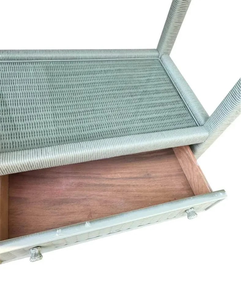 Henry Link Lexington Coastal Wicker Etagere 1980s - Newly Painted in Sage - 4