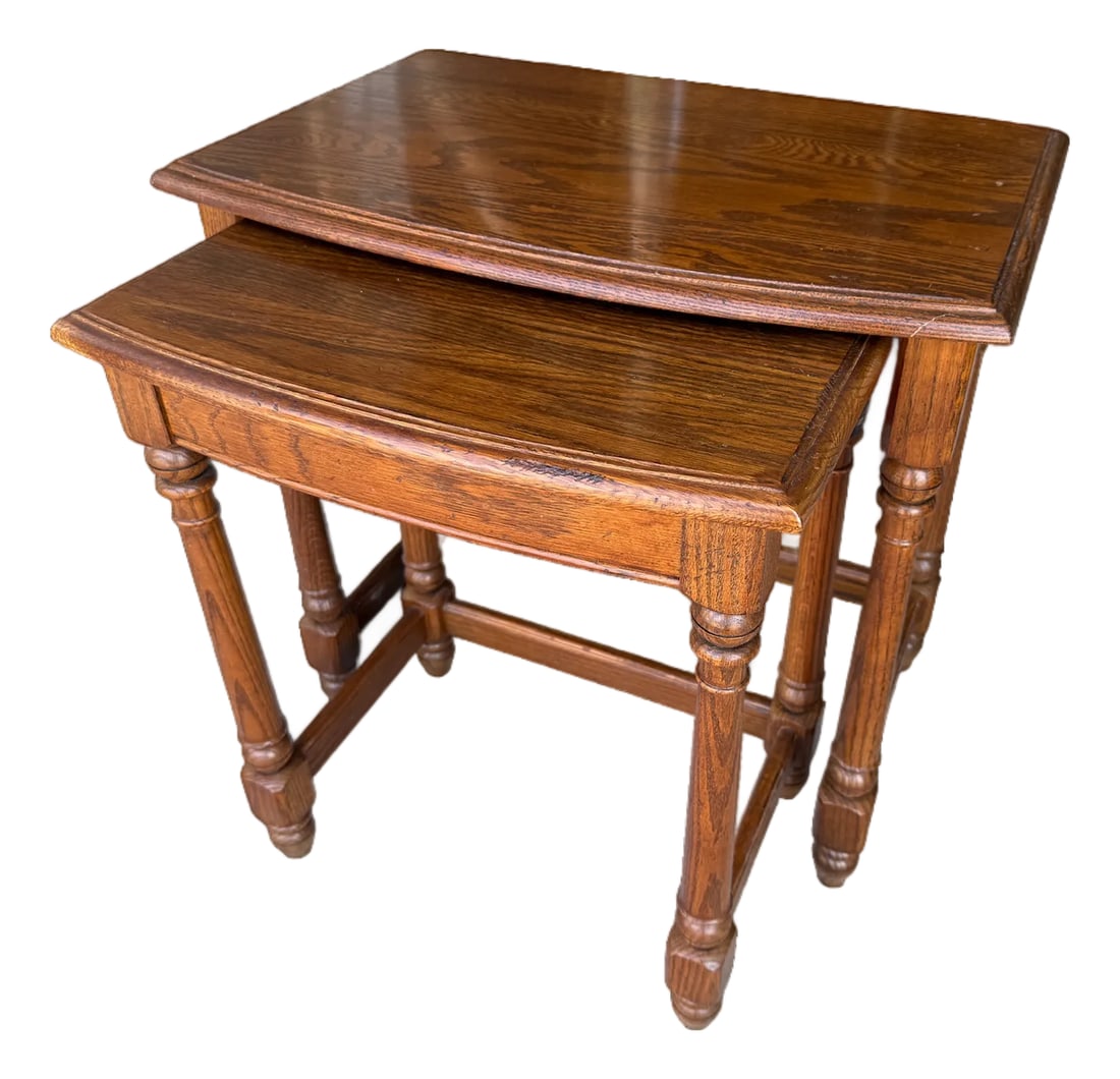 Ethan Allen Oak Nesting Tables - A Pair (1 of 14)