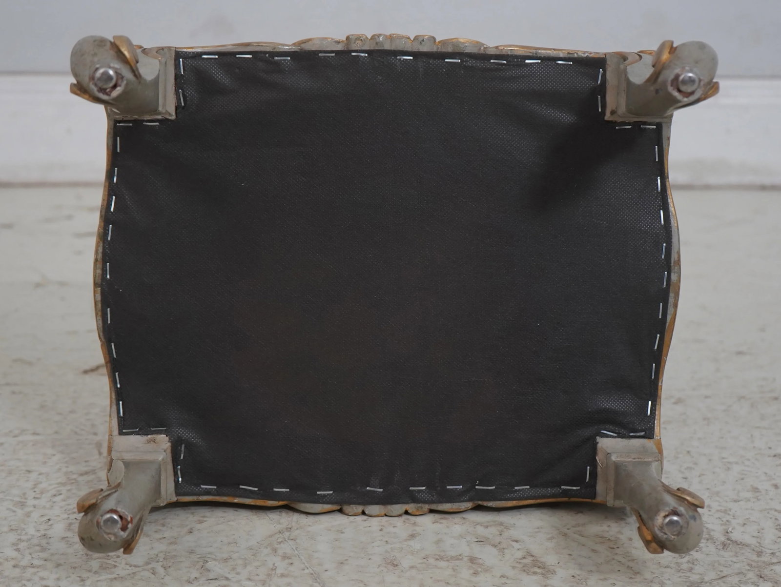 Pair French Louis XV Style Painted & Upholstered Ottoman Stools - 12