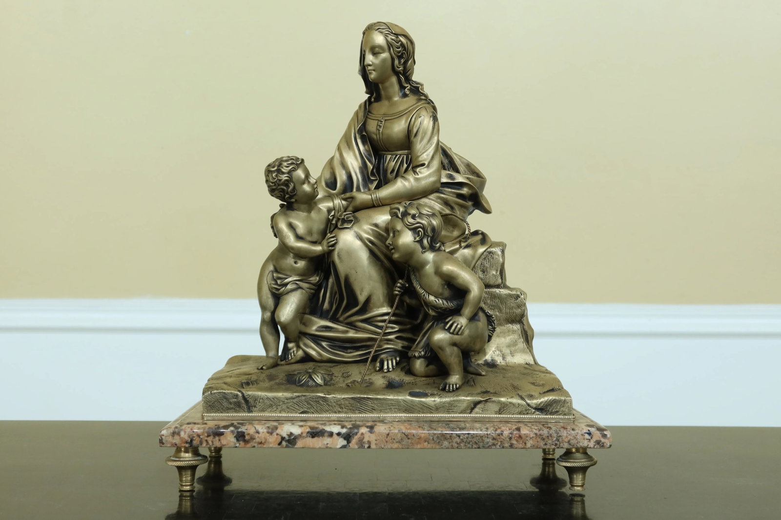 Vintage Solid Bronze Sculpture of Madonna & Children - 10