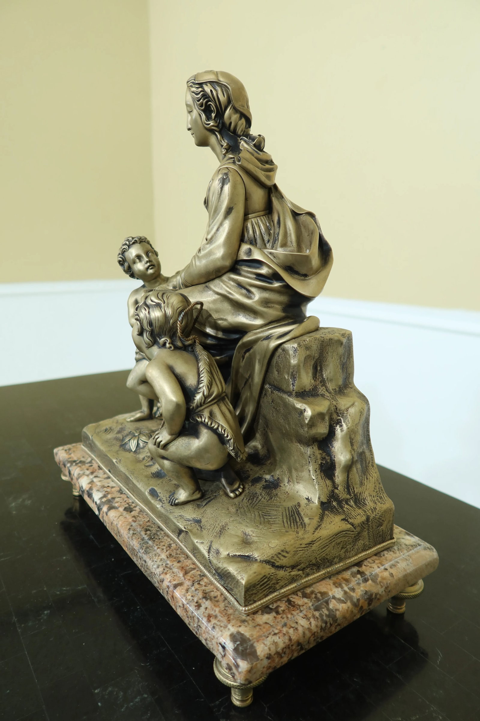Vintage Solid Bronze Sculpture of Madonna & Children - 5