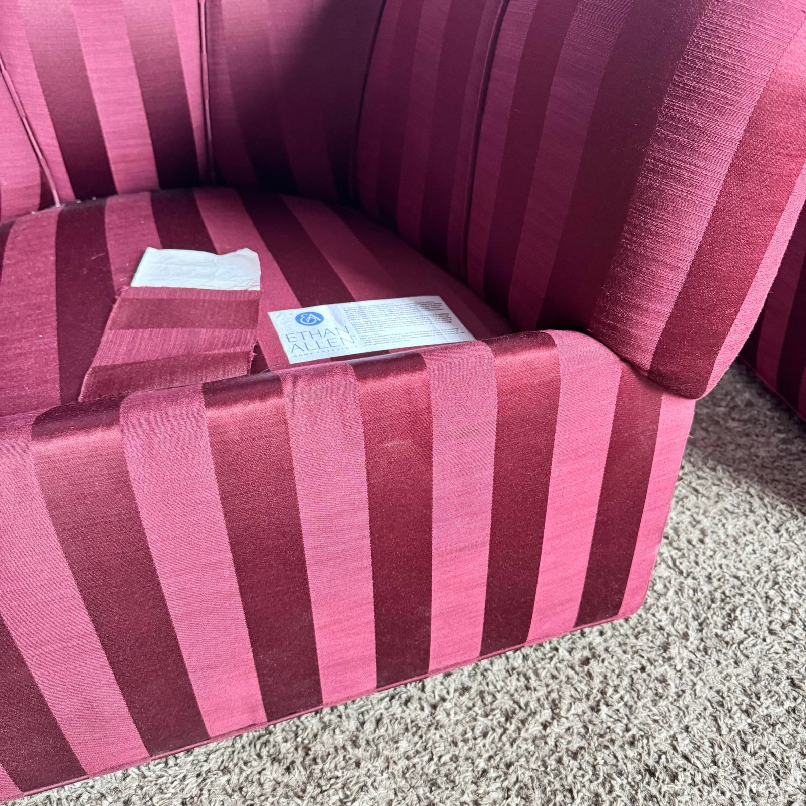 Vintage Regency Red Striped Swivel Lounge Chairs by Ethan Allen - A Pair - 8