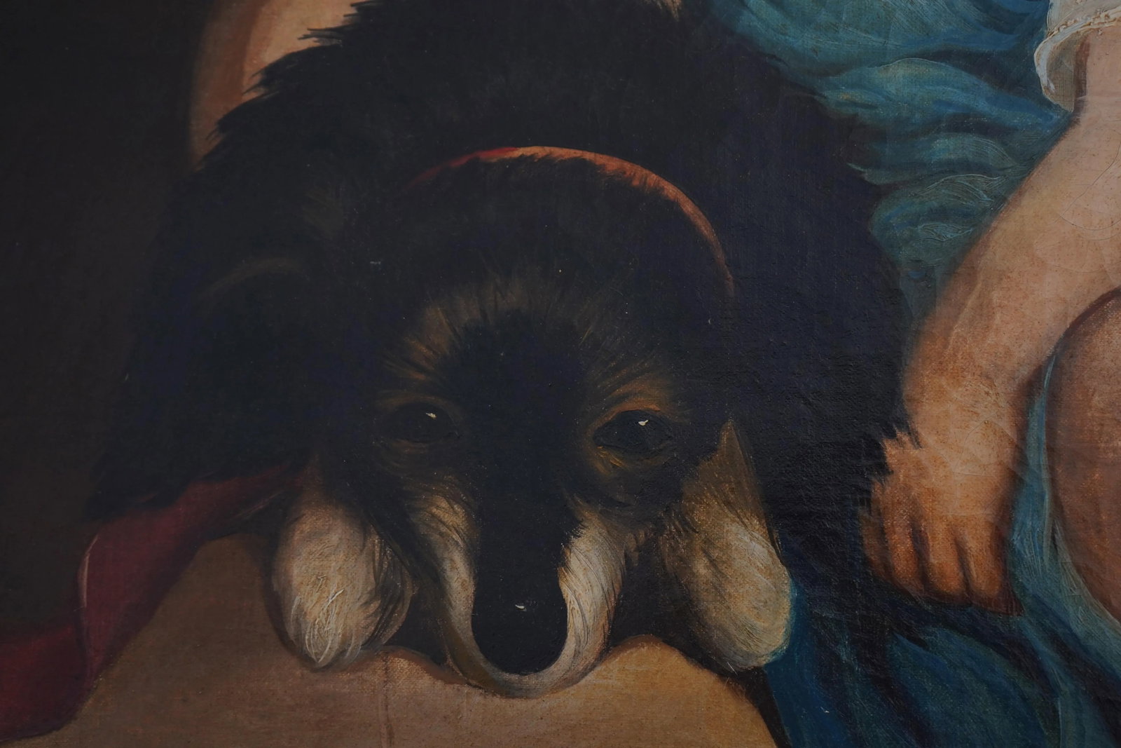 Framed 19th Century Oil Painting on Canvas of Child W. Dog - 9