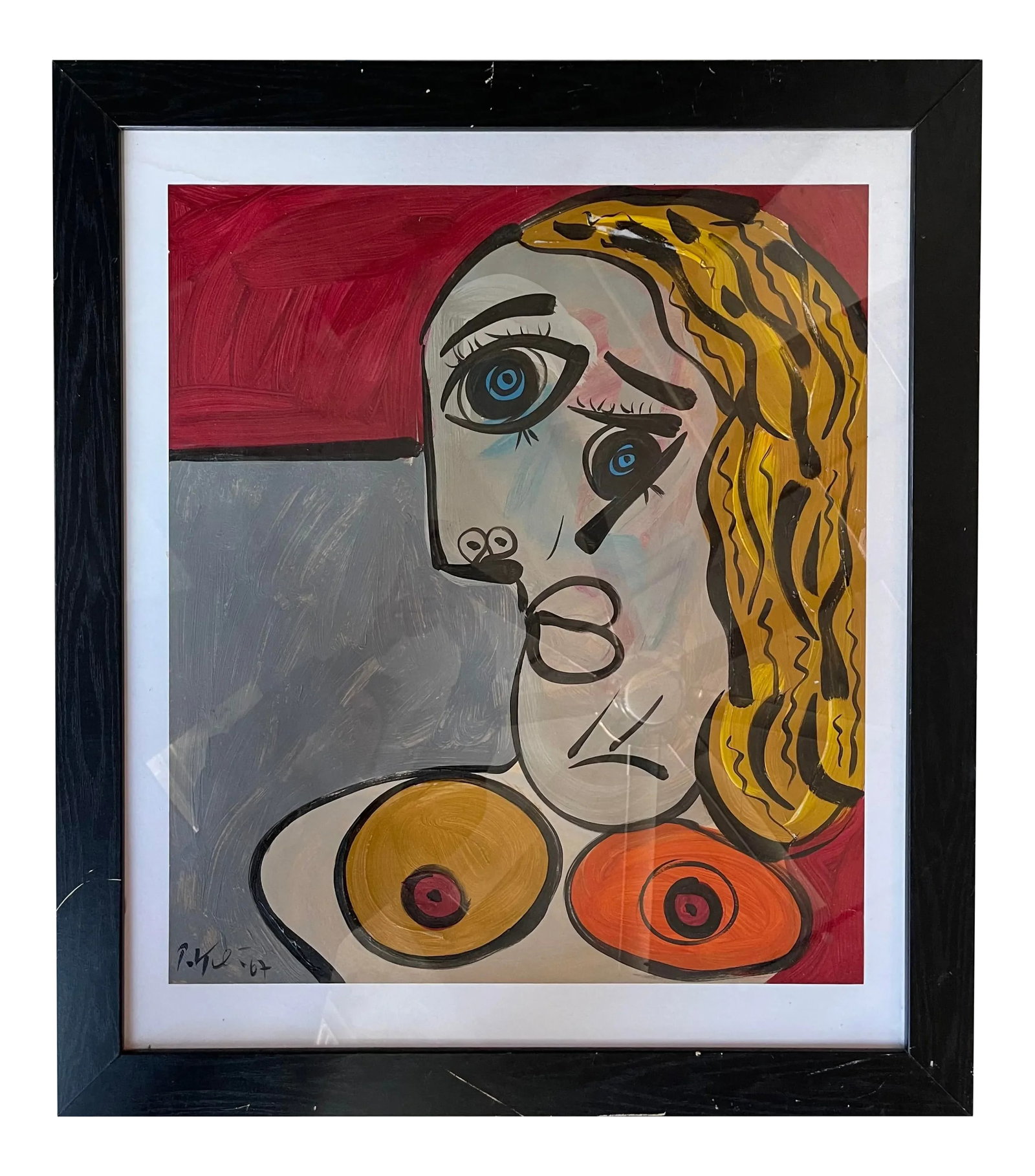 1960s Abstract Expressionist Acrylic Painting by Peter Keil, Framed: Peter Keil is a German artist that focuses primarily on abstract expressionism. Keil painted with some of the greats including Joan Miro, Pablo Picasso and Andy Warhol, to name a few. This is a