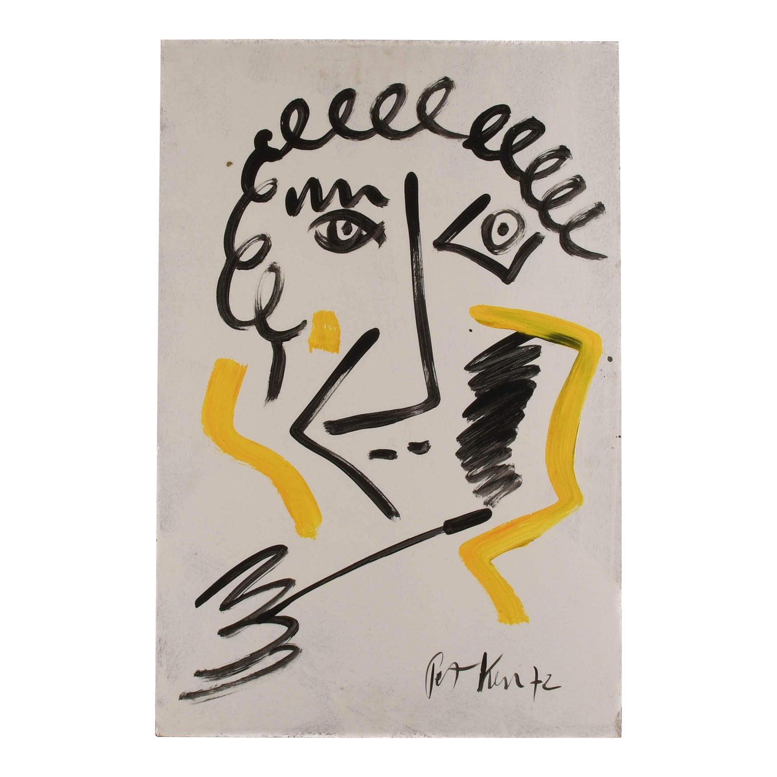 Signed Peter Keil "Linear Emotions 72" Oil on Masonite: In "Linear Emotions 72," Peter Keil strips form down to its rawest expression--bold, urgent, magnetic. Painted in oil on masonite, this signed piece is a masterclass in Keil's gestural confidence. Wit