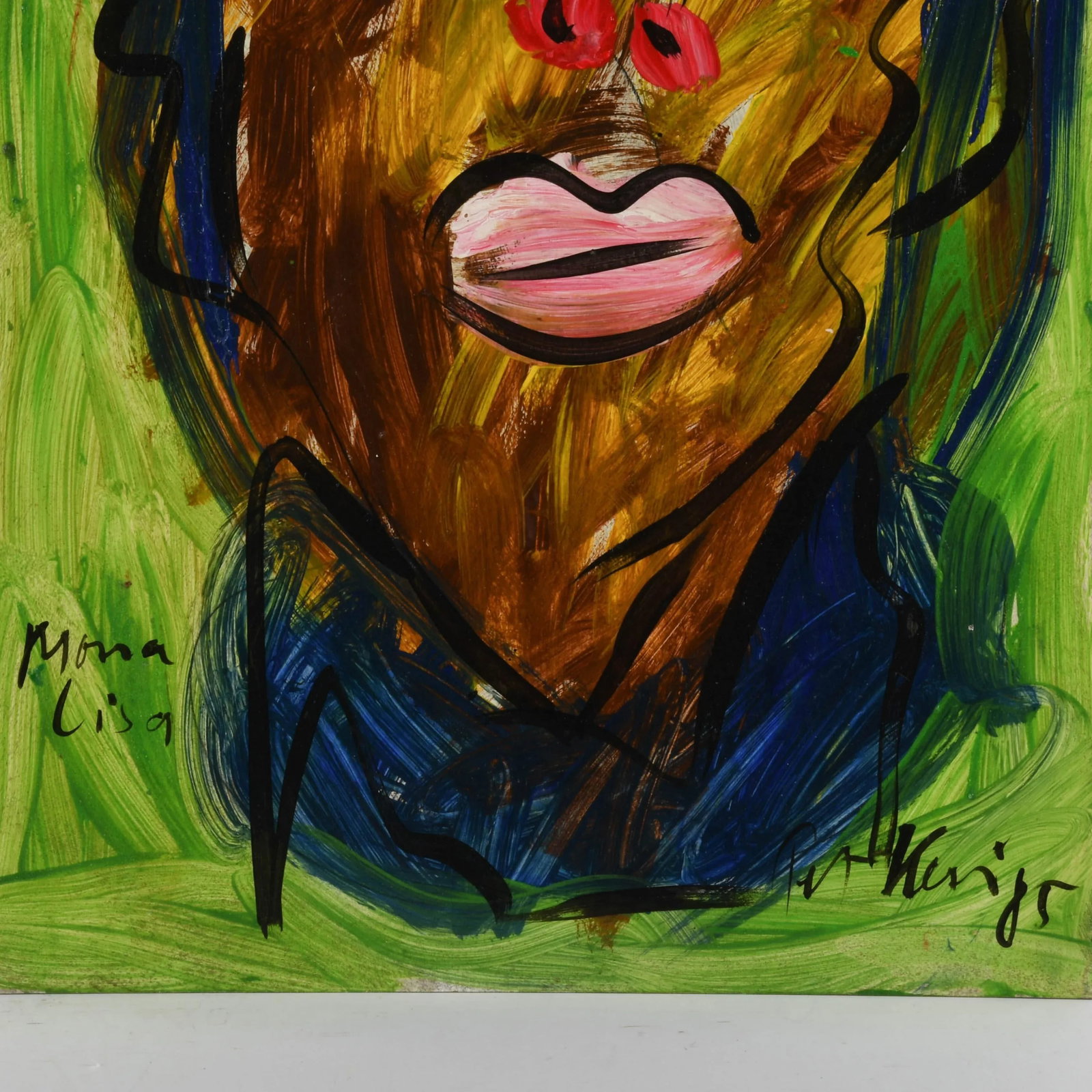 Signed Peter Keil "Mona Lisa" Oil on Masonite - 4