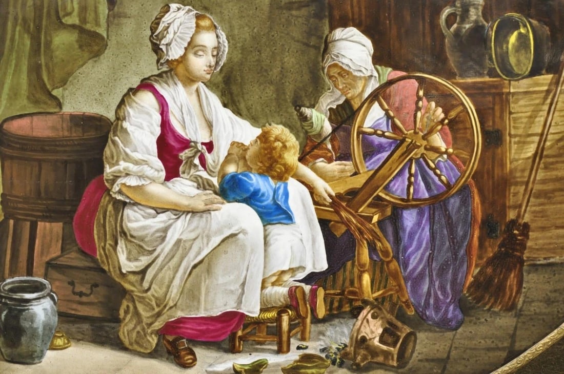 Antique French Painted Porcelain Framed Wall Plaque Signed Jean-Baptiste Greuze - 4