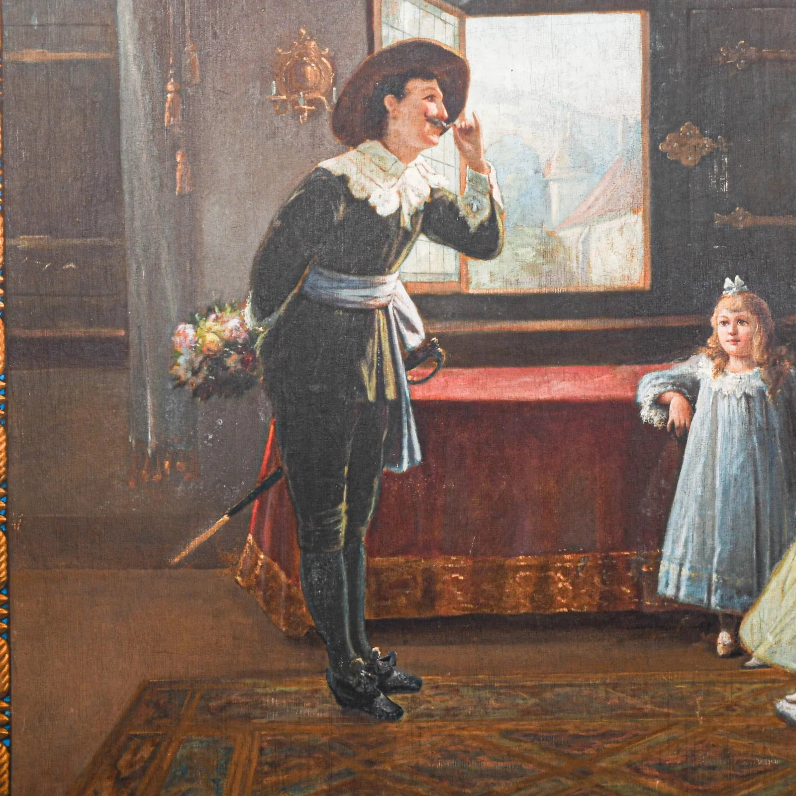 Large Partially Framed Signed v. Campini Painting - 4