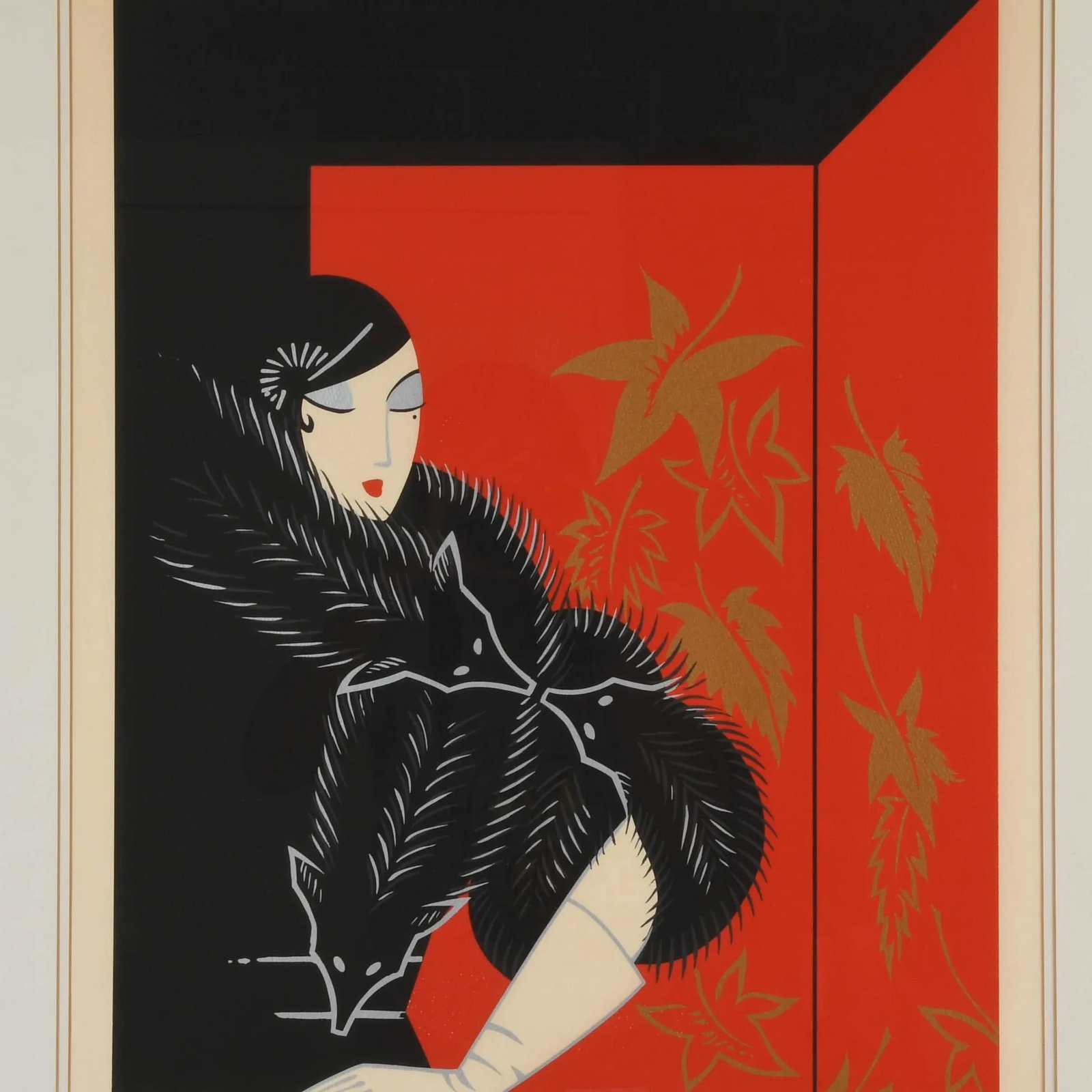 Framed Signed Erte "Furs" Limited-Edition Serigraph - 3