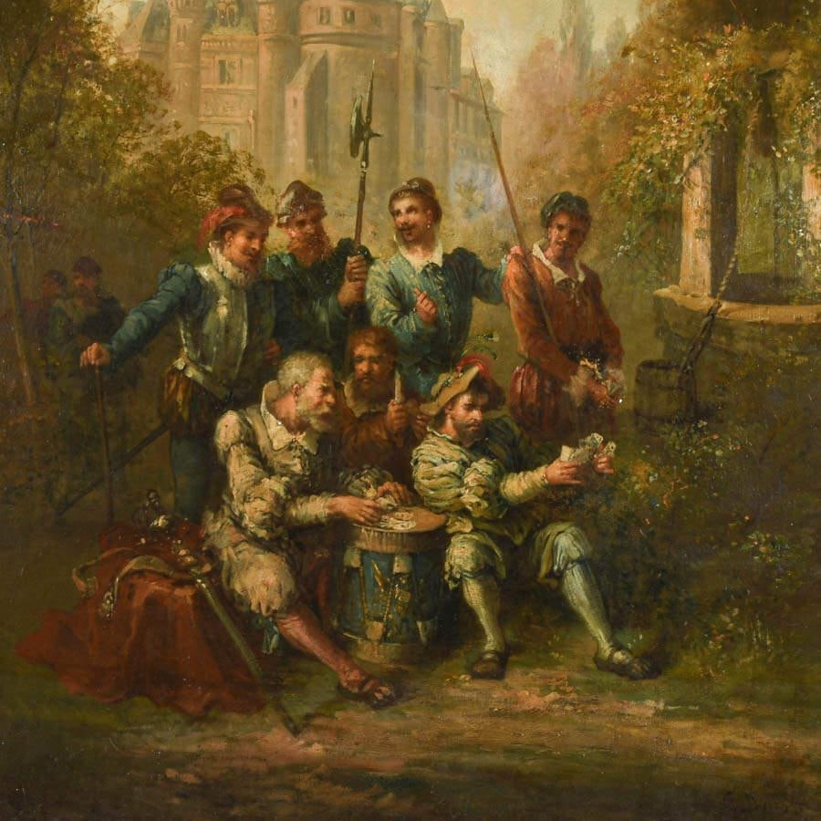 Antique Framed Signed Carlo Rossi Merriment in the Garden Oil on Canvas - 2