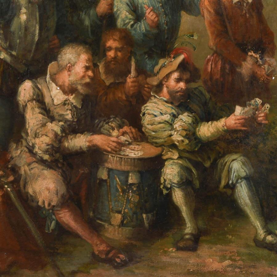 Antique Framed Signed Carlo Rossi Merriment in the Garden Oil on Canvas - 3