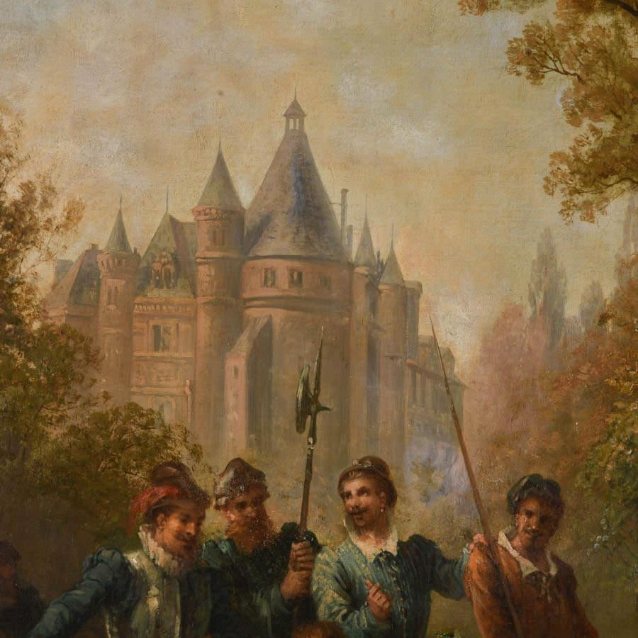 Antique Framed Signed Carlo Rossi Merriment in the Garden Oil on Canvas - 4