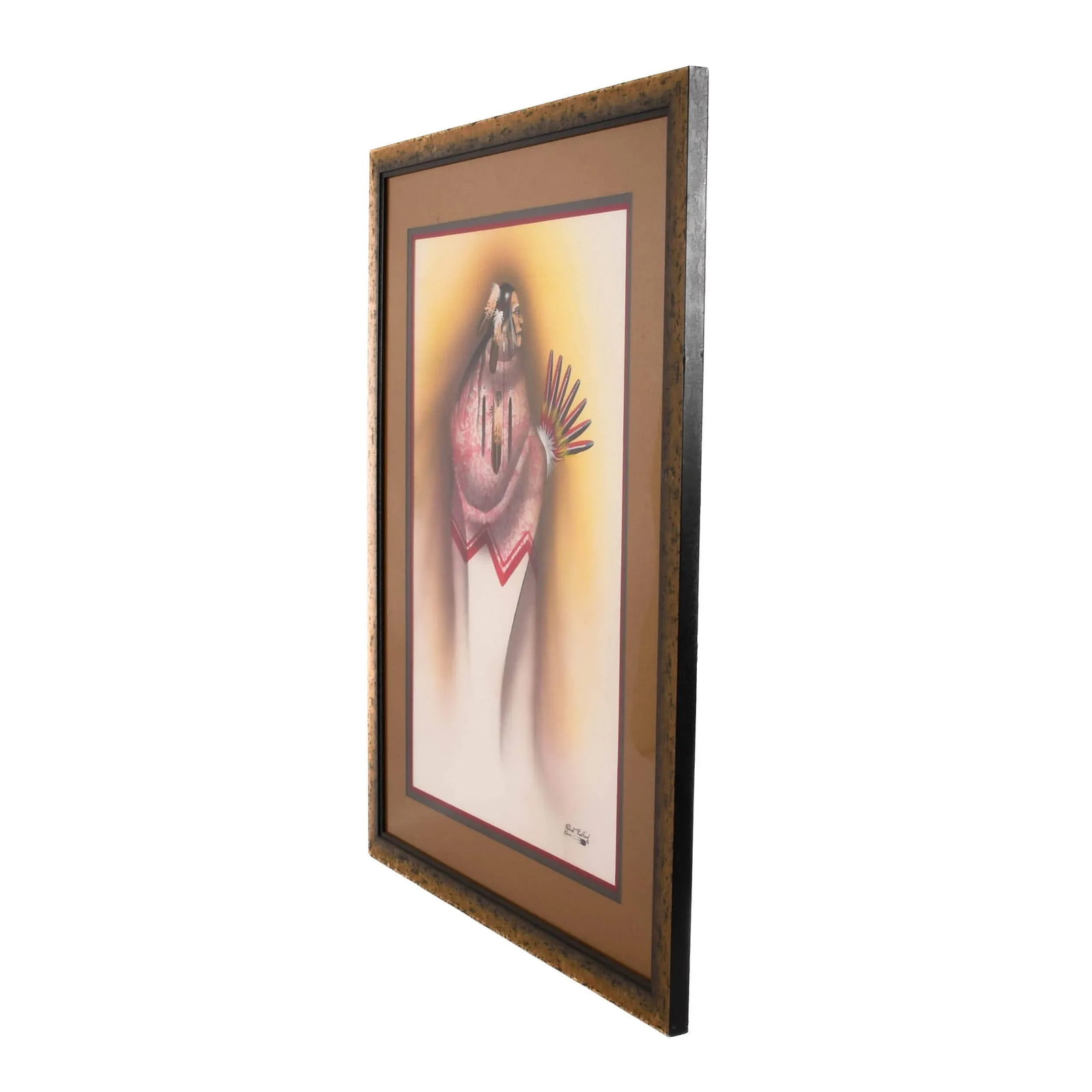 Framed Signed Robert Redbird Sr. Original Watercolor Kiowa Artwork - 5
