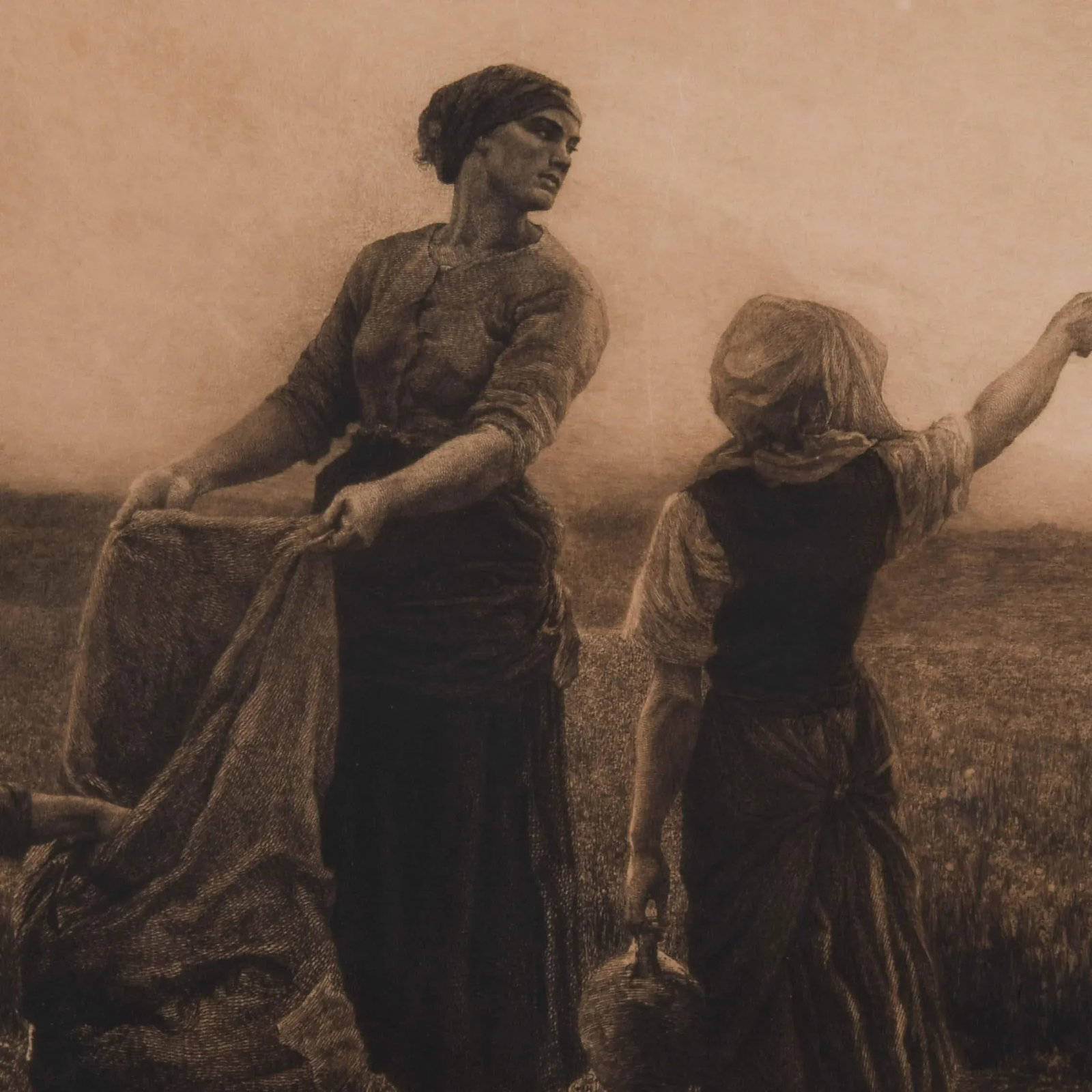Framed Signed G. Mercie Lithograph "A Day in the Field" After Jules Breton - 3