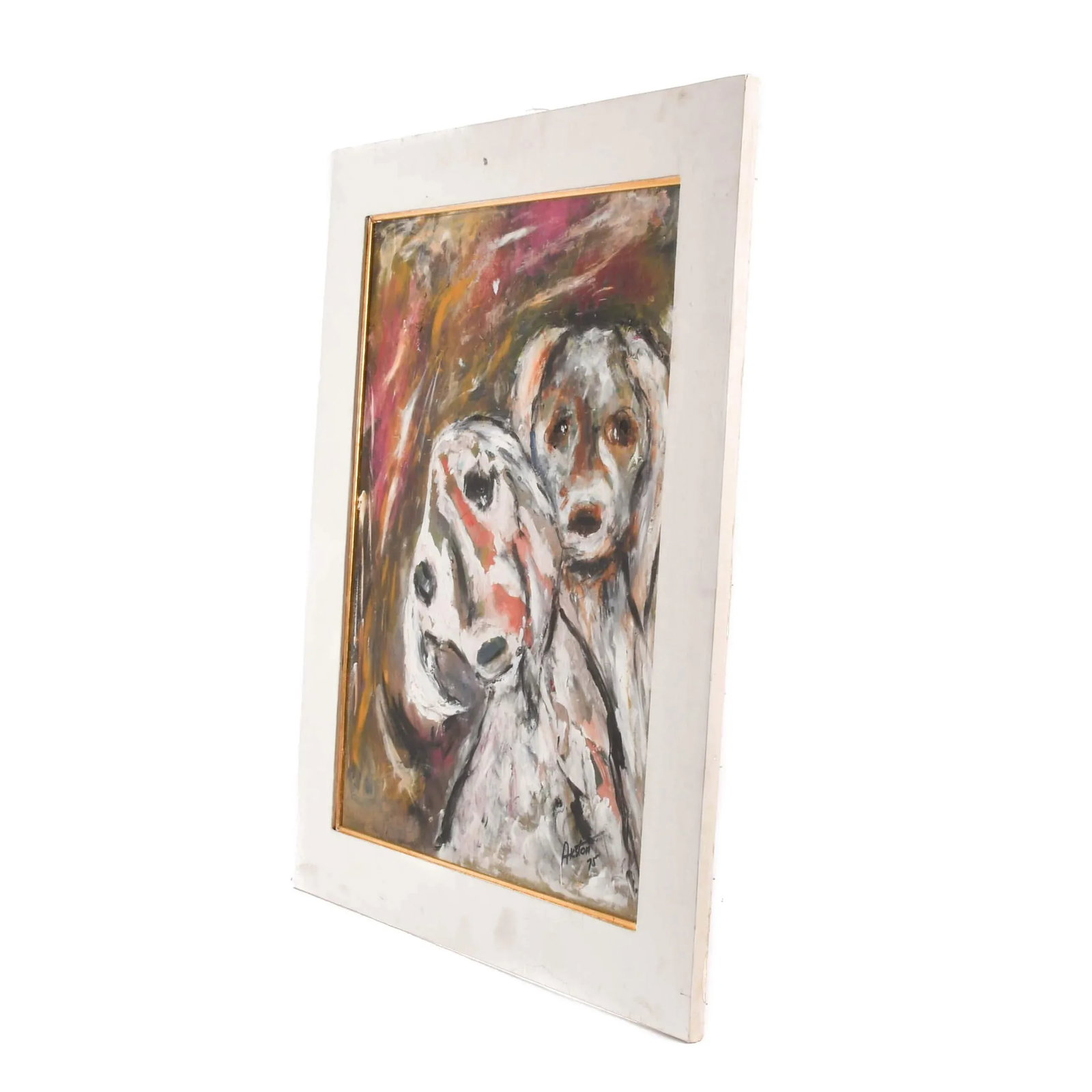 Framed Signed James Akston Oil on Board Two Faces - 4