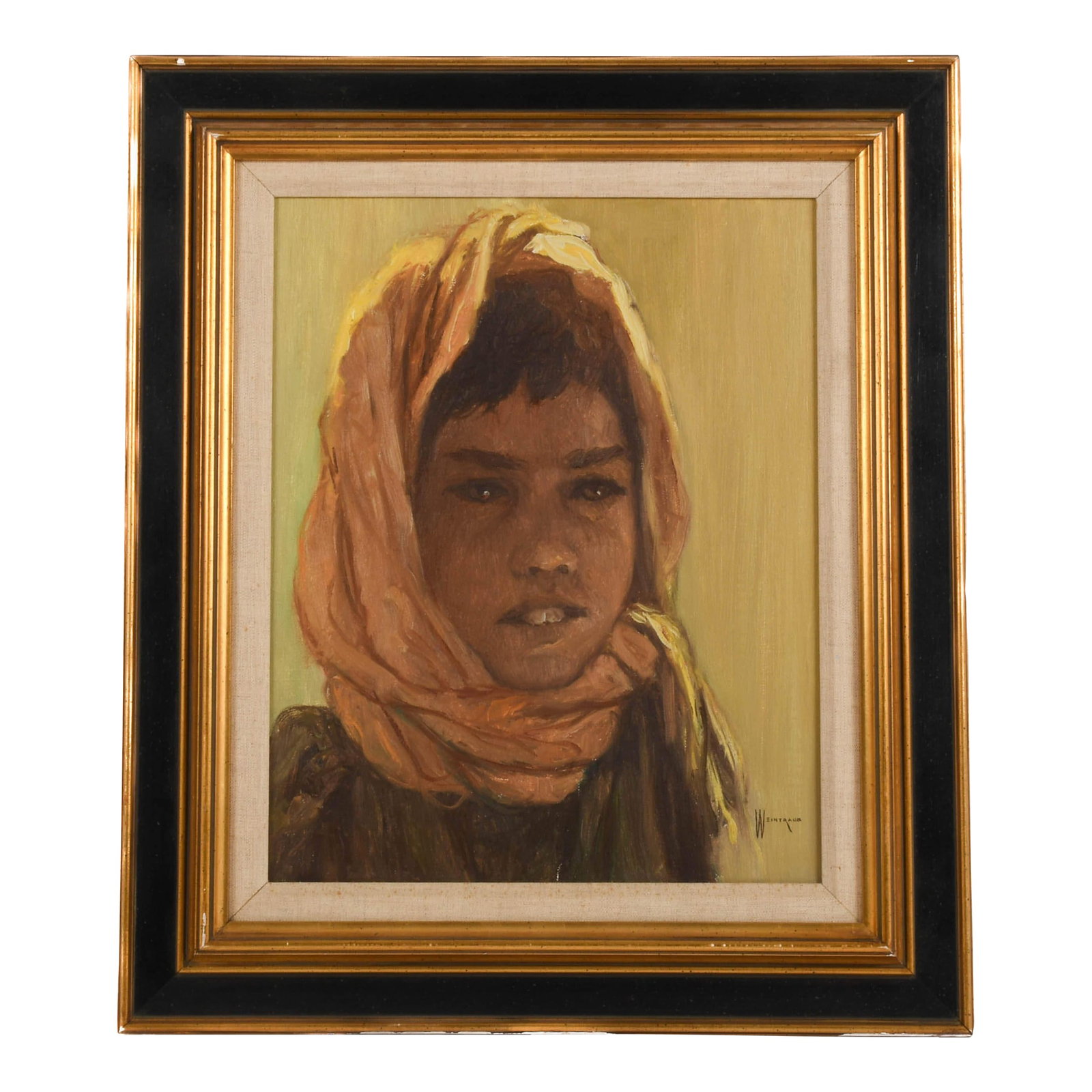 Framed Signed William Weintaraub Oil on Canvas "Beduin Boy" (1 of 14)