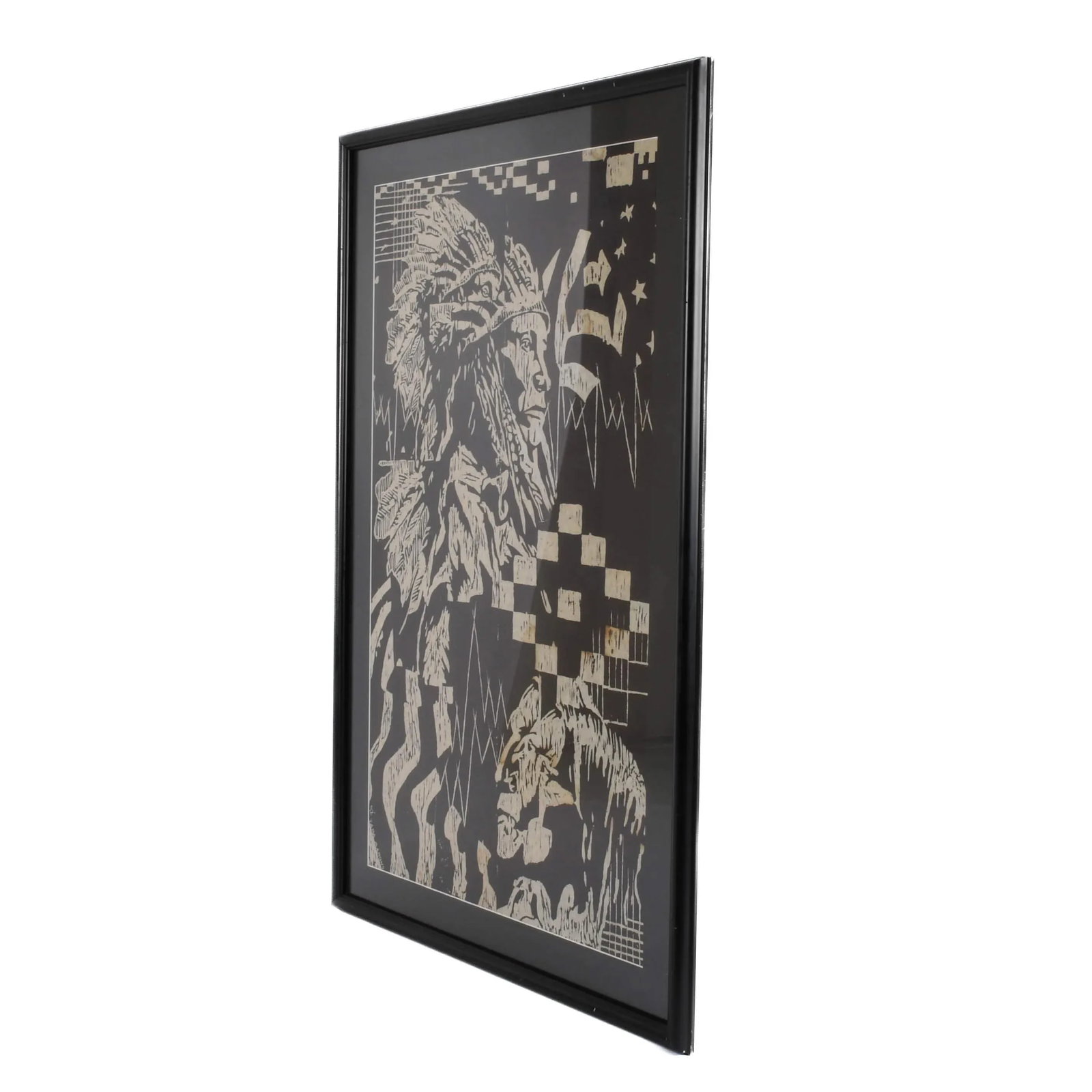 Framed Signed Tara Aarons American Native American Wood Block Print - 4