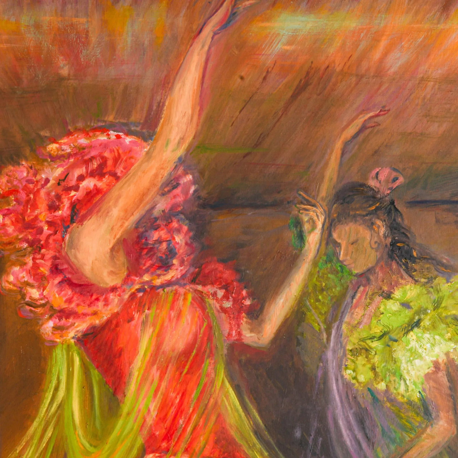 Framed Signed "Flamenco Dancers" Painting on Canvas by Teresa Perea - 4