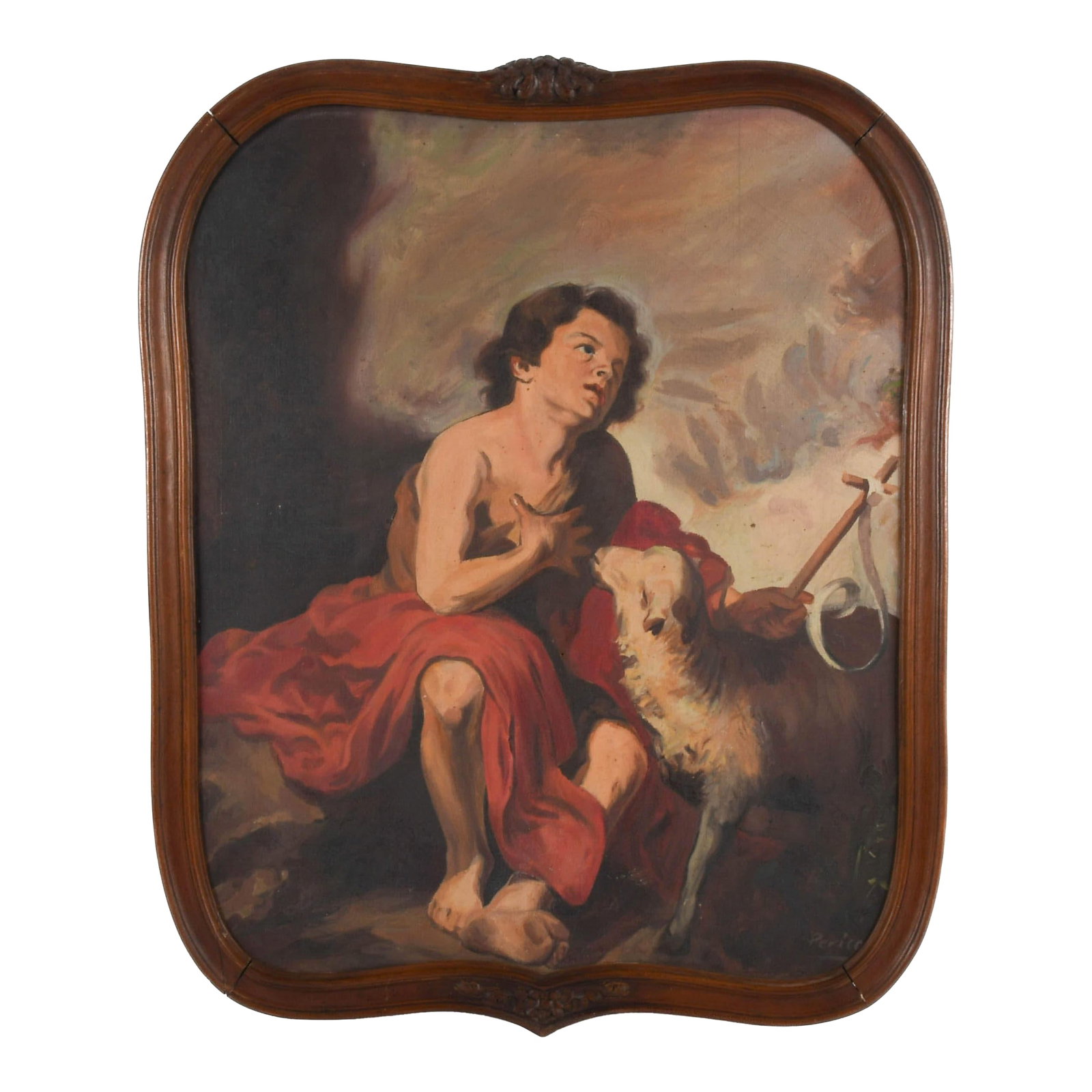 Signed St. John the Baptist as a Child After Murillo Oil on Canvas on Board (1 of 9)