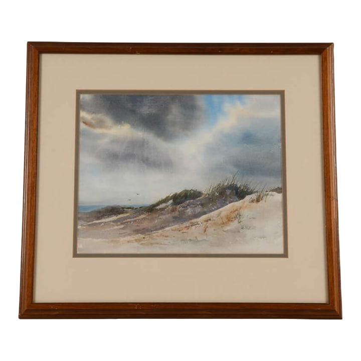 Framed Signed Nc Artist Ellen Norcom Howell's Watercolor "Seascape" (1 of 9)