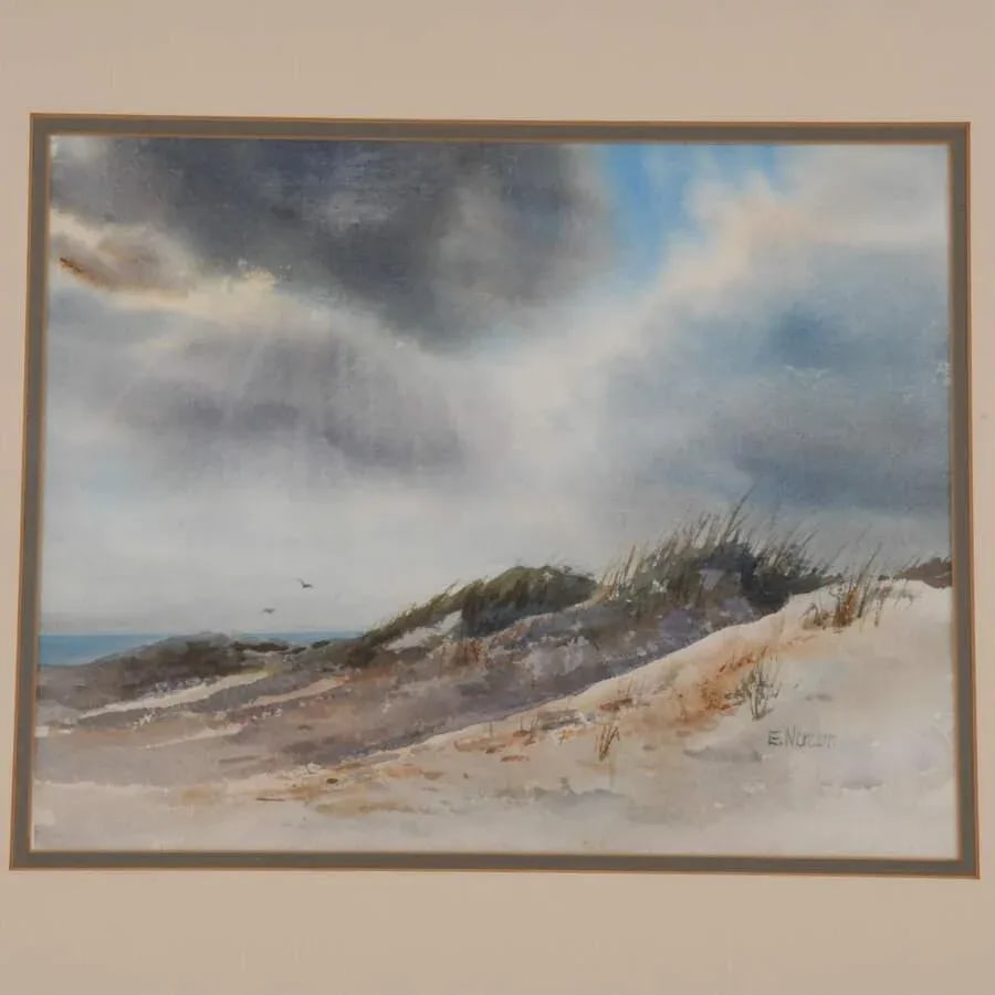 Framed Signed Nc Artist Ellen Norcom Howell's Watercolor "Seascape" - 2