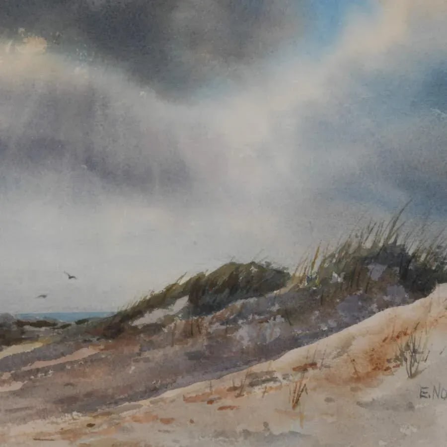 Framed Signed Nc Artist Ellen Norcom Howell's Watercolor "Seascape" - 3