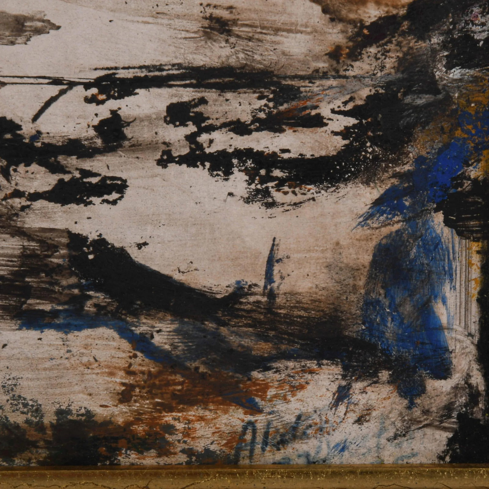 Framed Signed J. Akston "Untitled" Abstract Landscape Oil on Board - 4