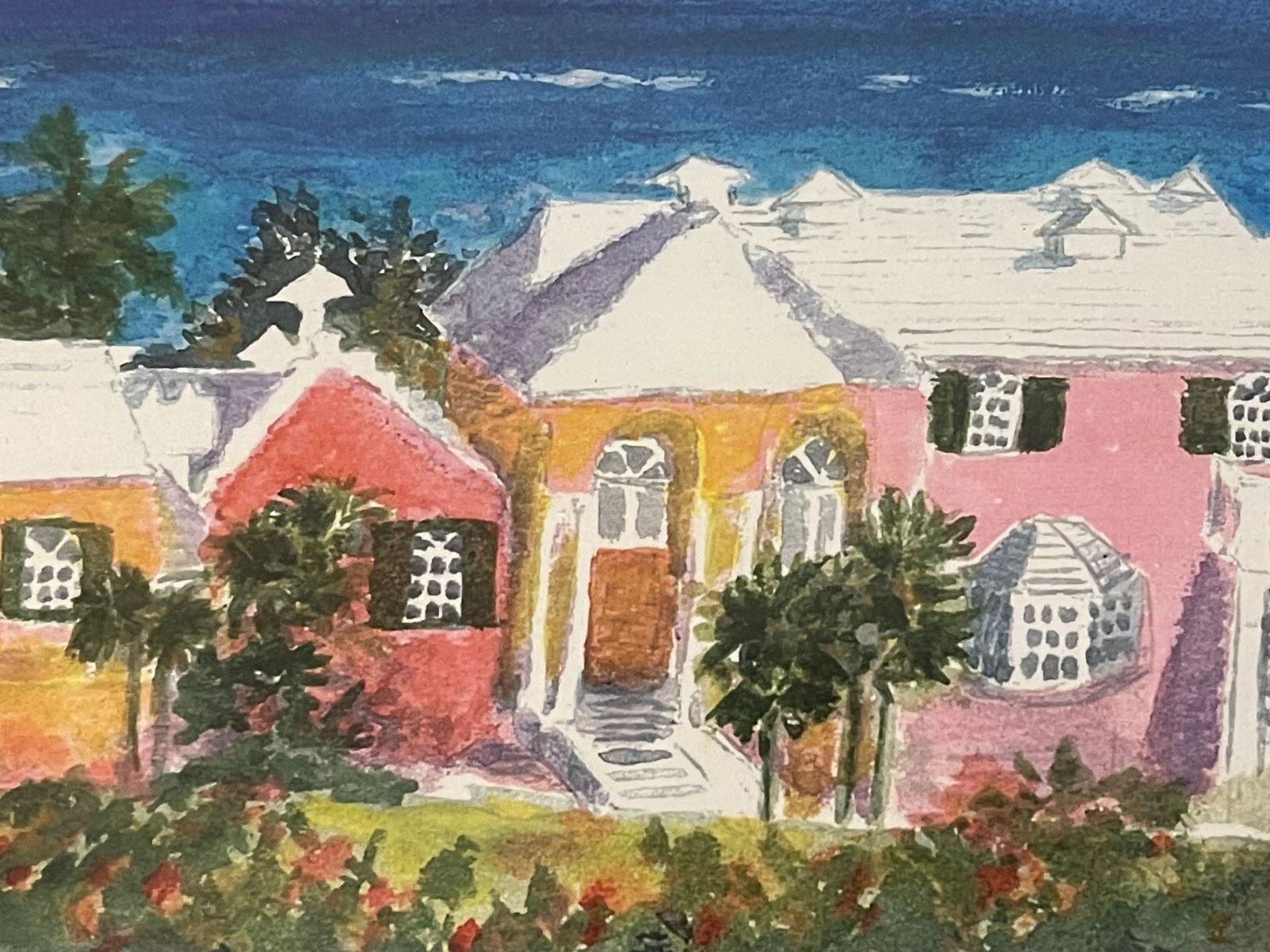 Vintage Original Art Bermuda Watercolor Signed - 4