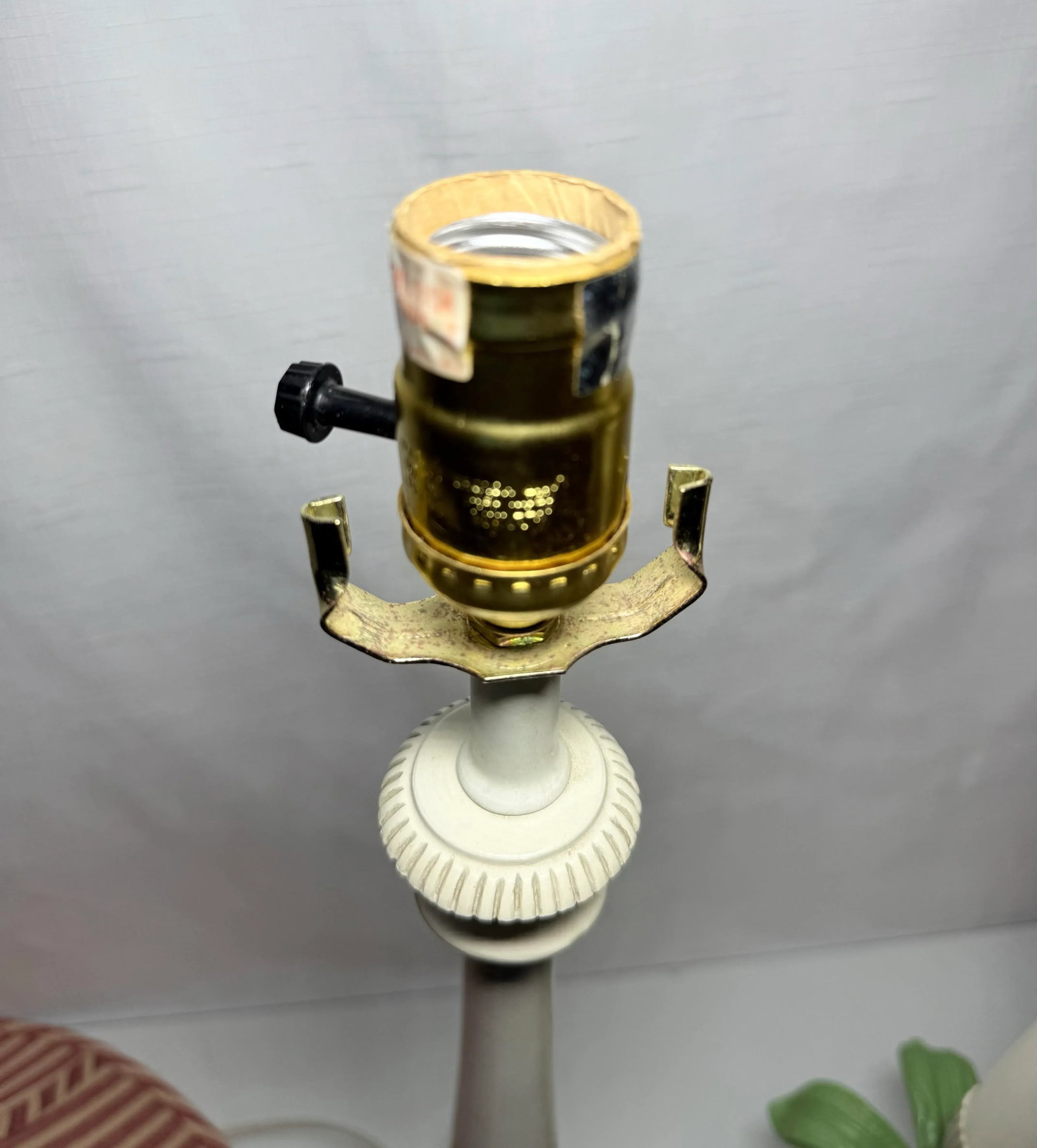 Vintage Palm Beach Regency Palm Tree Table Lamps - Striped Empire Shade - Charming Coastal Decor - A - 12