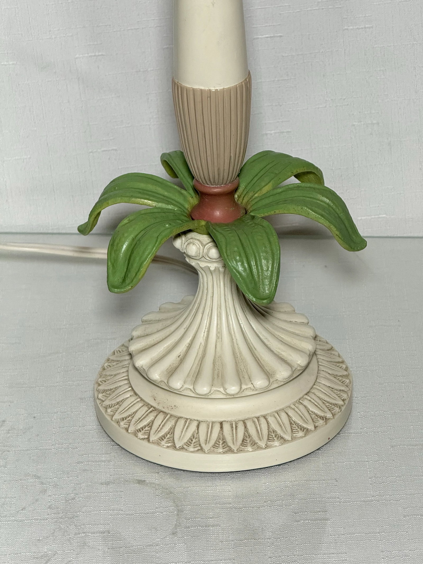 Vintage Palm Beach Regency Palm Tree Table Lamps - Striped Empire Shade - Charming Coastal Decor - A - 8