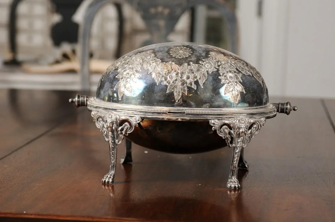 English 19th Century Silverplate Asparagus Dish Warmer with Cabriole Legs - 8