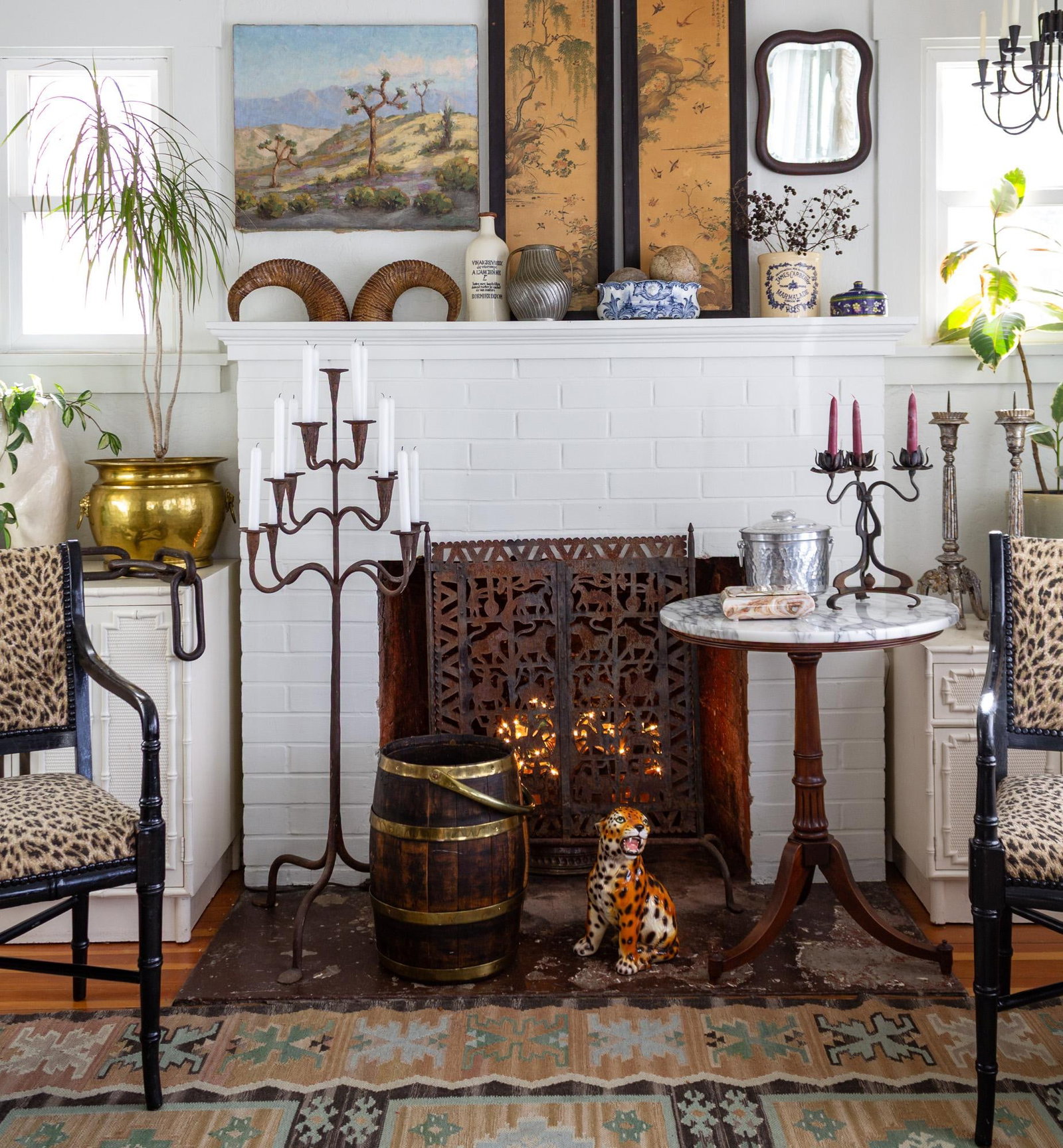 Rustic Wrought Iron Art Nouveau Lotus Candelabra - 10