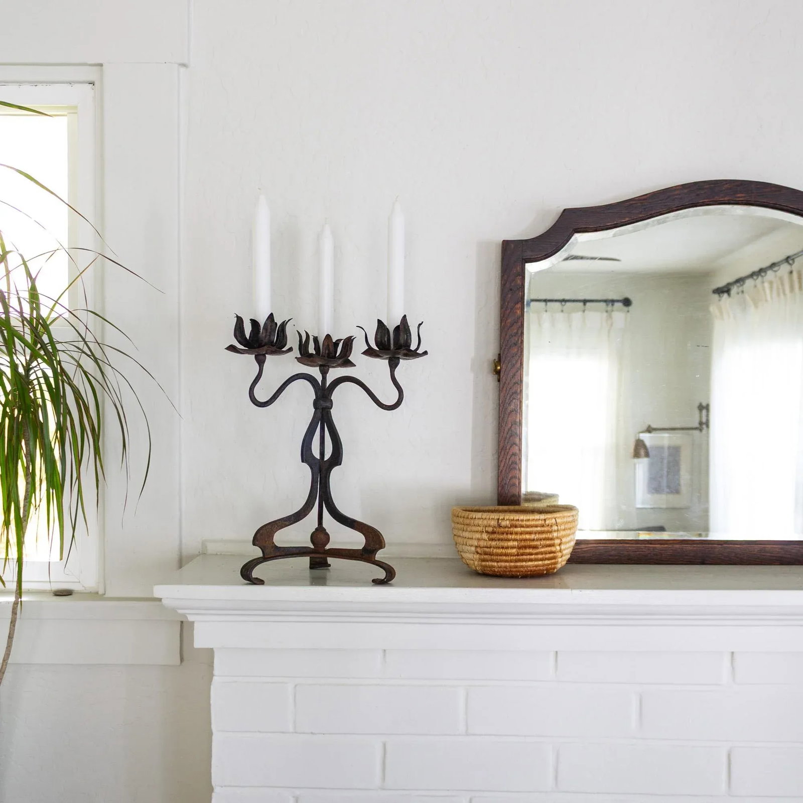 Rustic Wrought Iron Art Nouveau Lotus Candelabra - 2