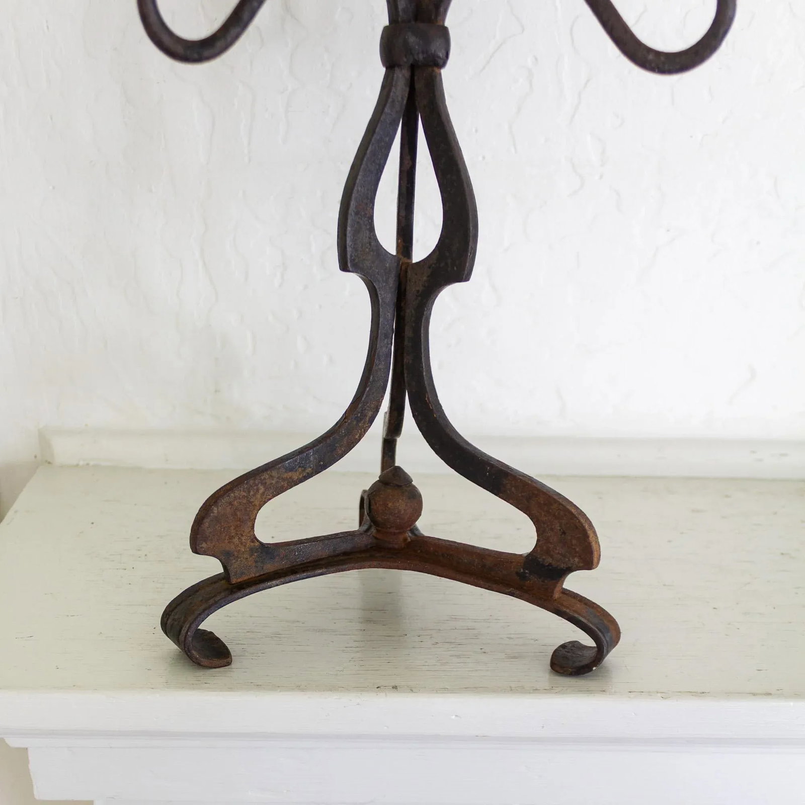 Rustic Wrought Iron Art Nouveau Lotus Candelabra - 3